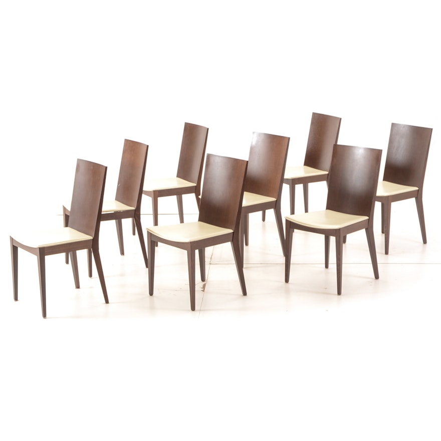 Set of Eight Leather Seated Dining Chairs by Calligaris