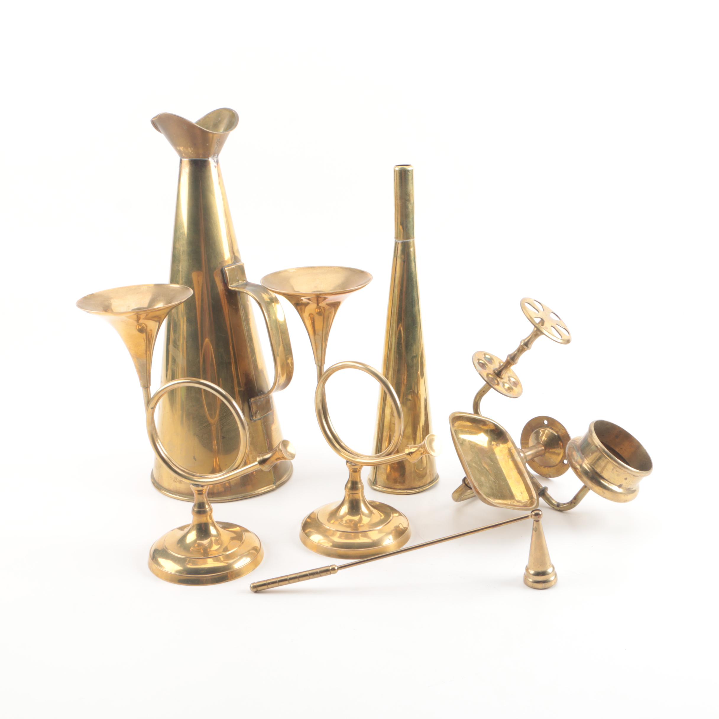 Renco Brass Horn Candlesticks, Bathroom Caddy and More