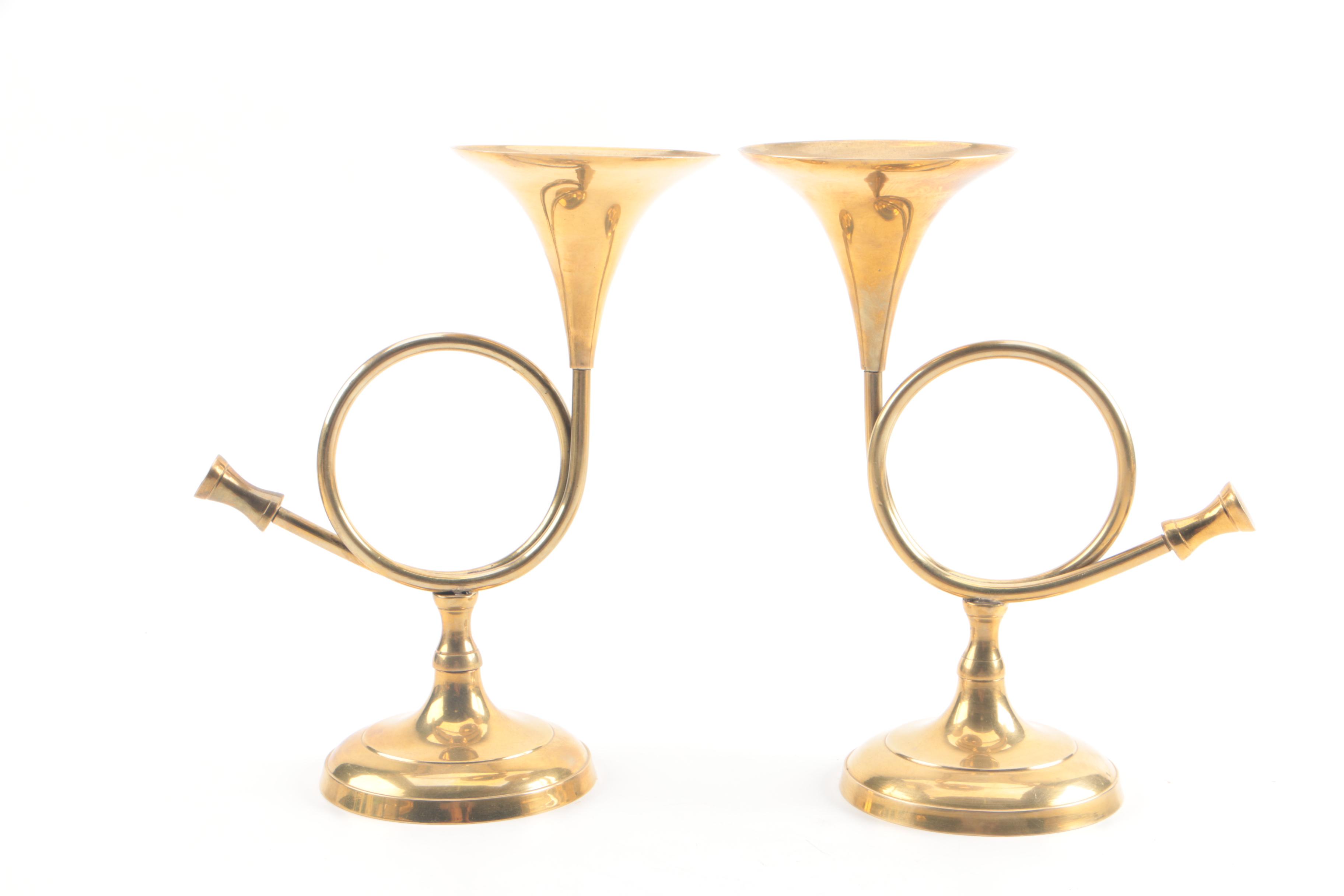 Renco Brass Horn Candlesticks, Bathroom Caddy and More