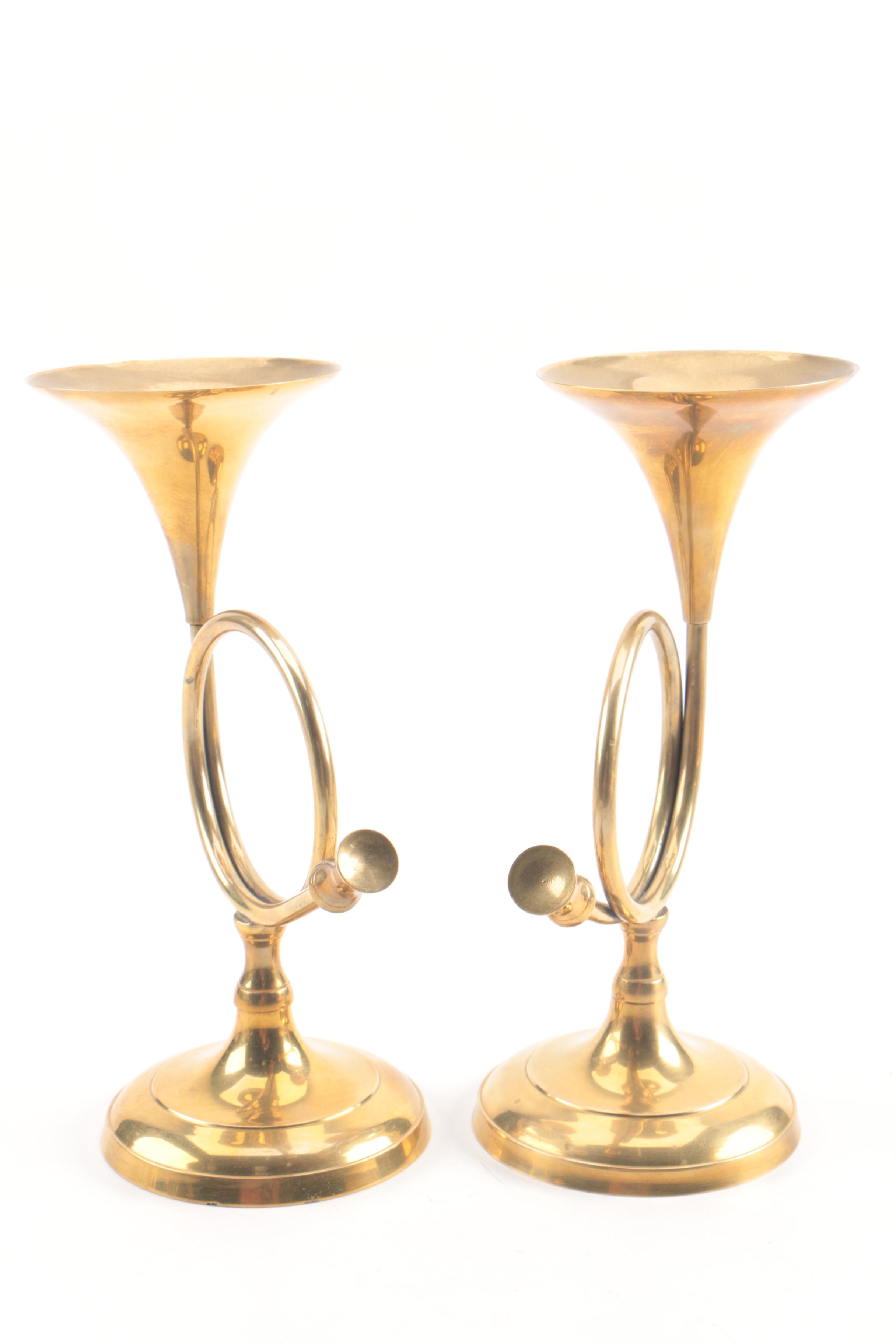 Renco Brass Horn Candlesticks, Bathroom Caddy and More