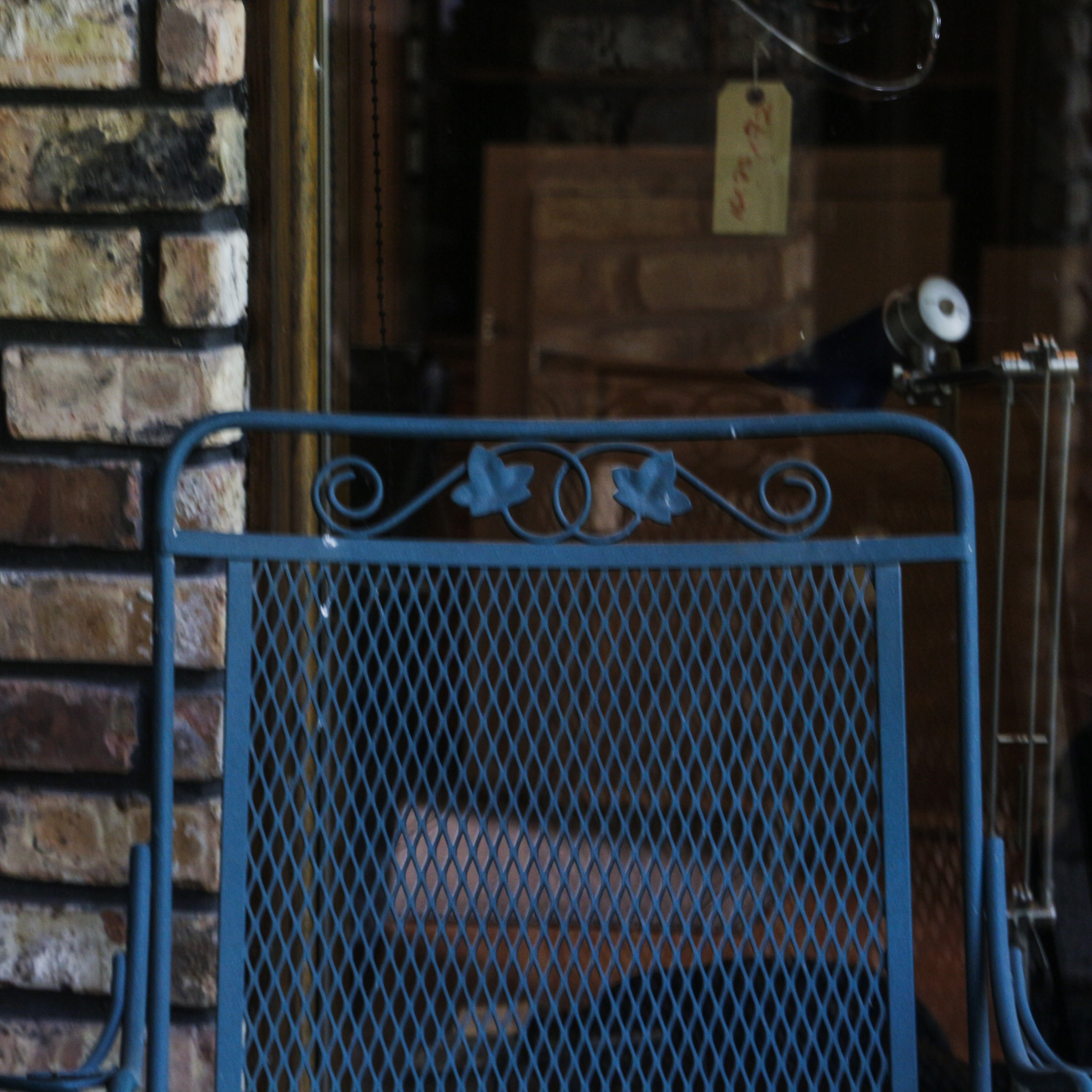 Teal Cast Metal Patio Armchairs