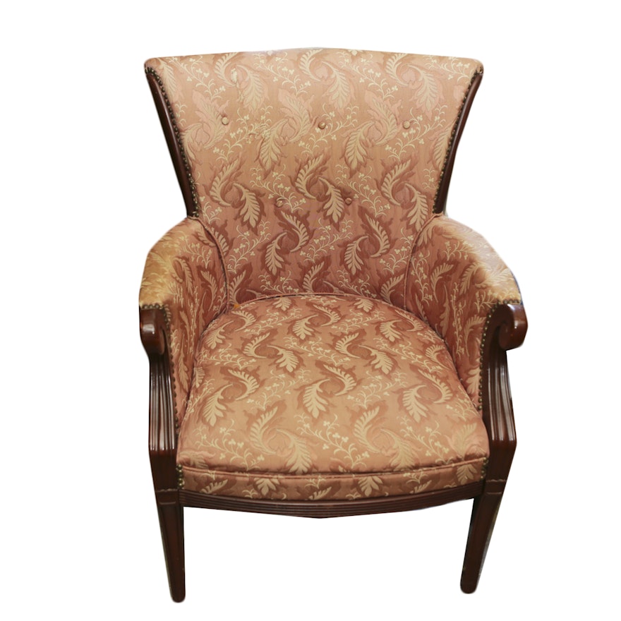 Vintage Neoclassical Style Upholstered Armchair