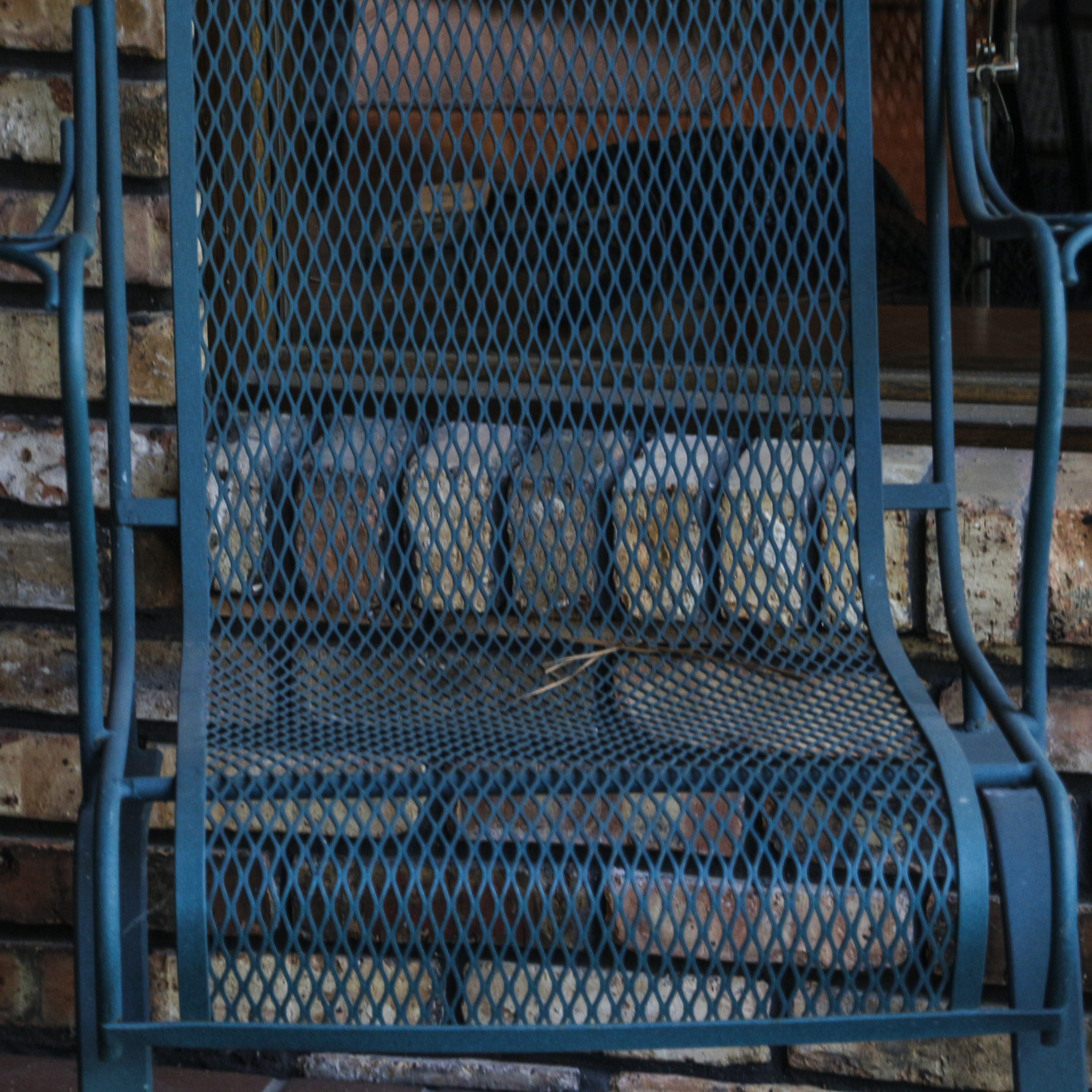 Teal Cast Metal Patio Armchairs