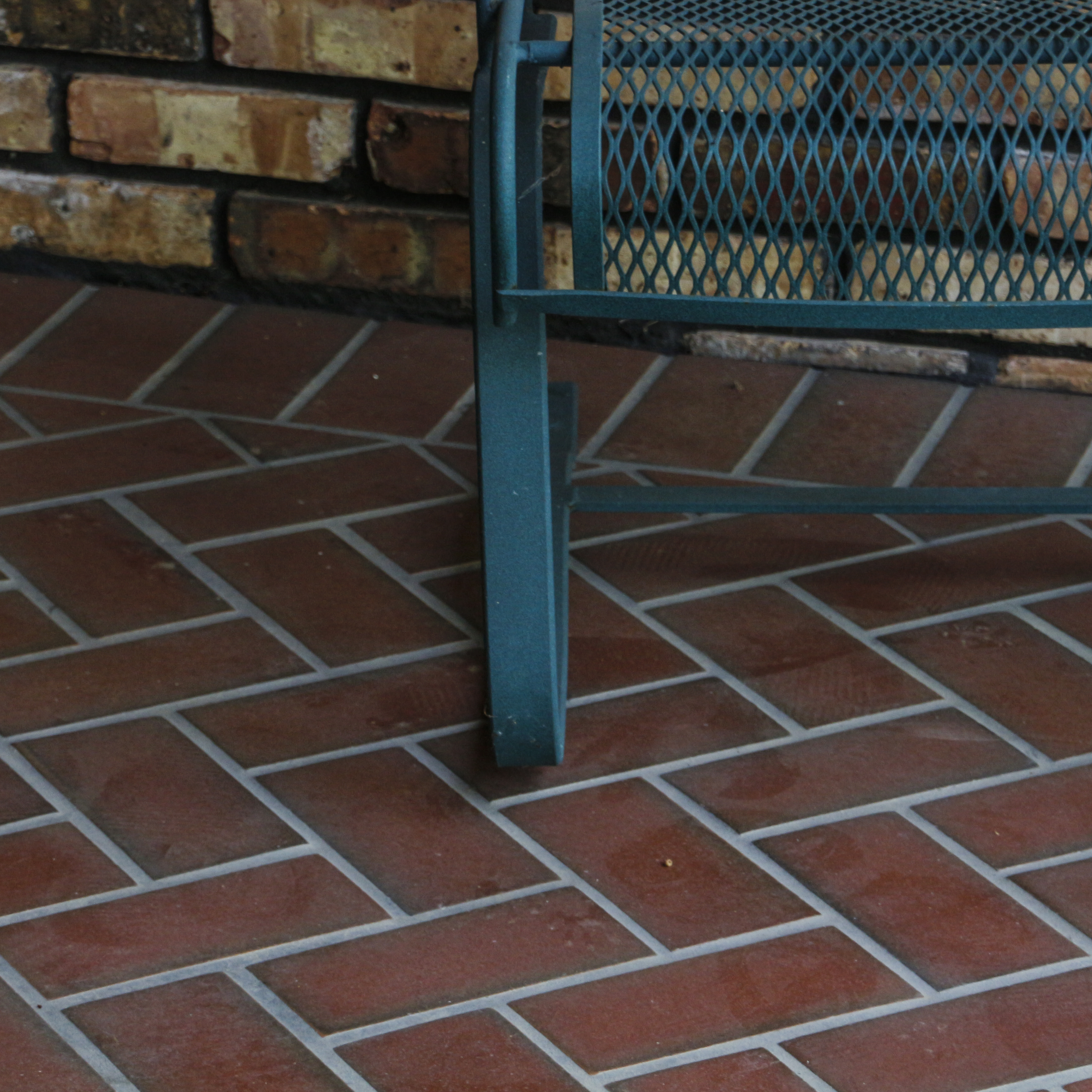 Teal Cast Metal Patio Armchairs