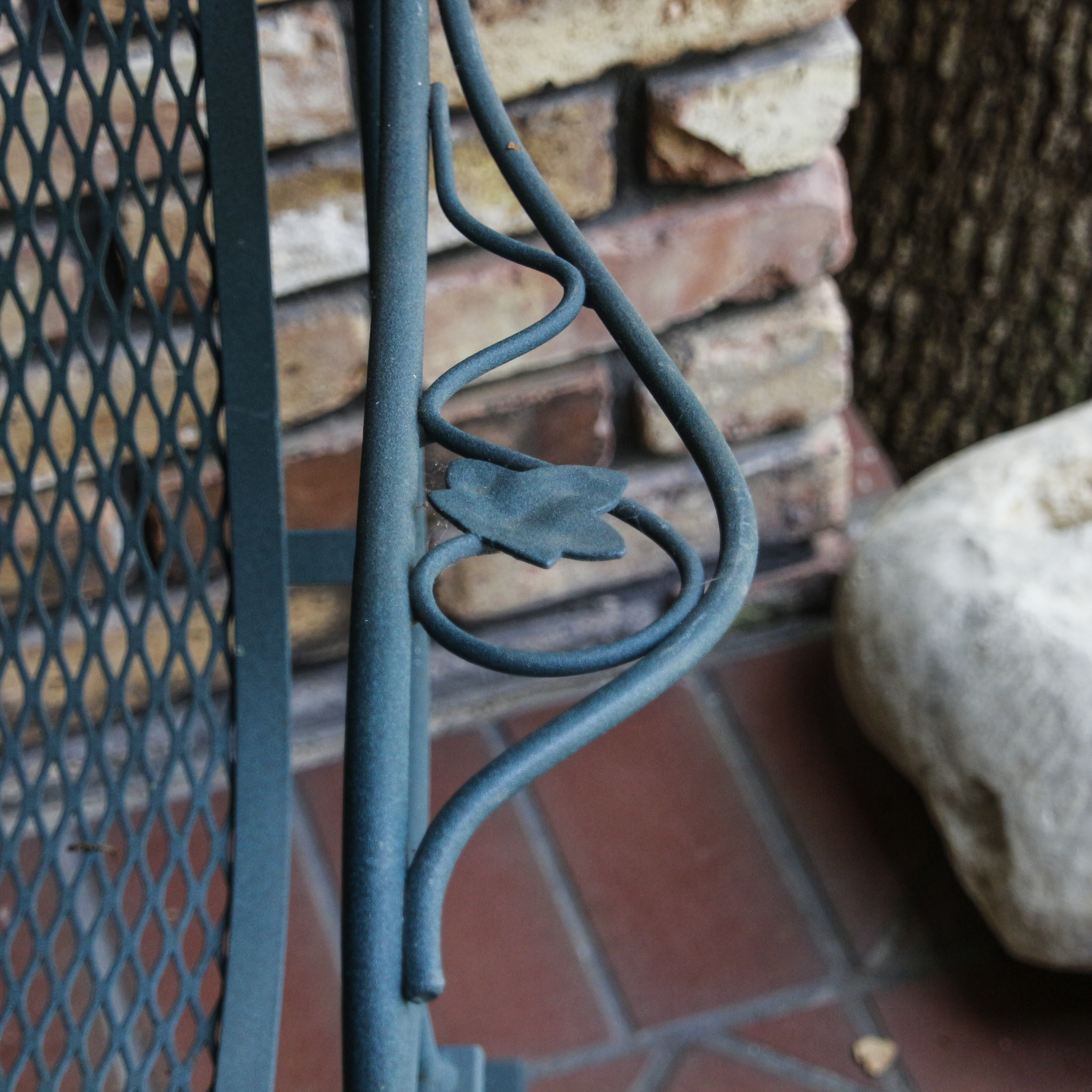 Teal Cast Metal Patio Armchairs