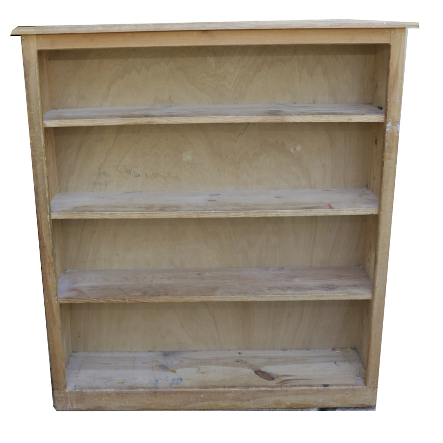 Vintage Rustic Style Pine Three-Shelf Bookcase