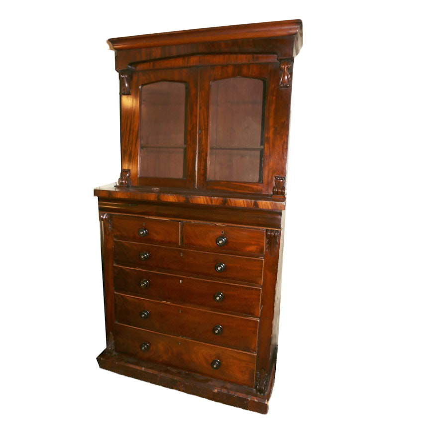 Antique Scottish Mahogany Cabinet on Chest