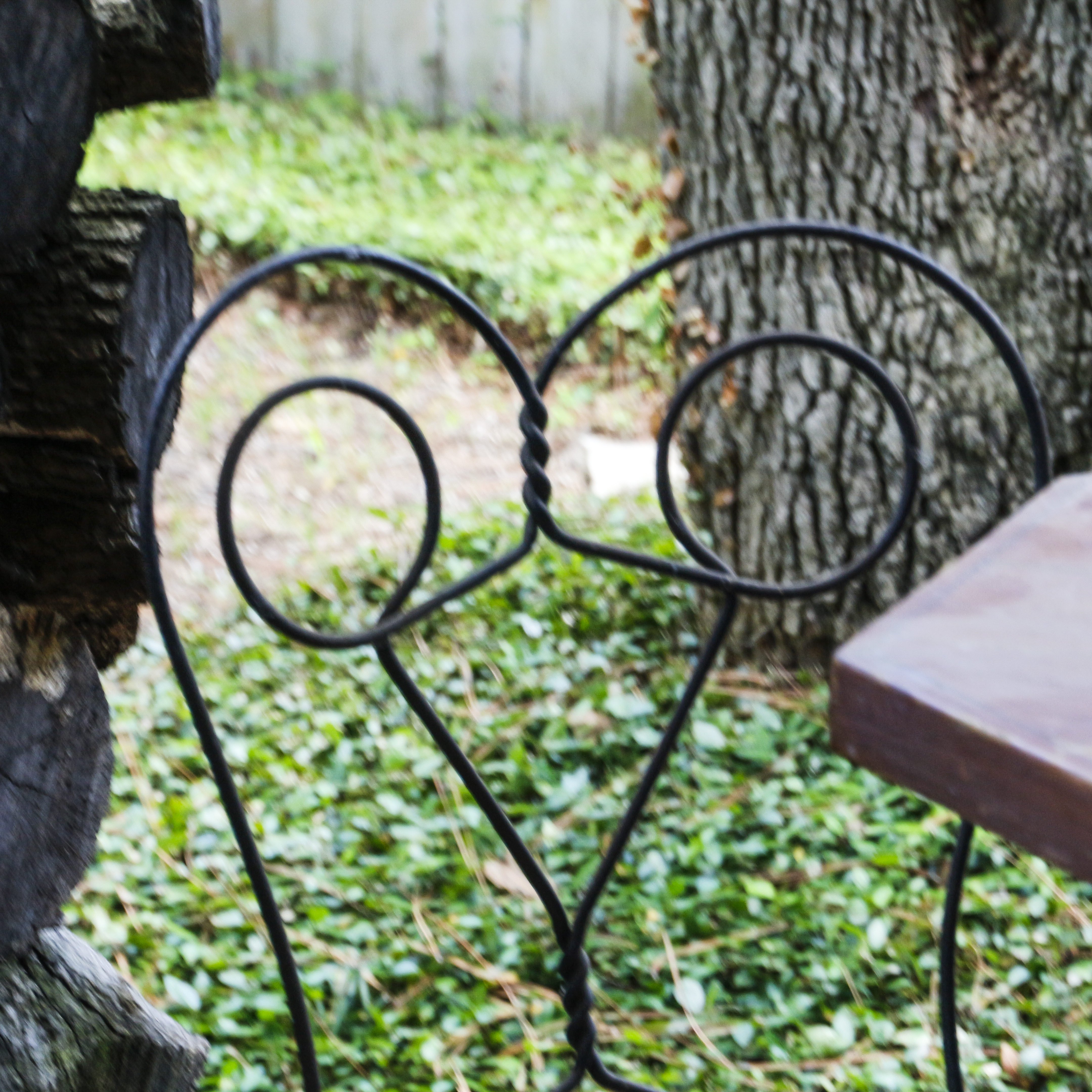 Metal and Wood Ice Cream Parlor Table with Side Chairs