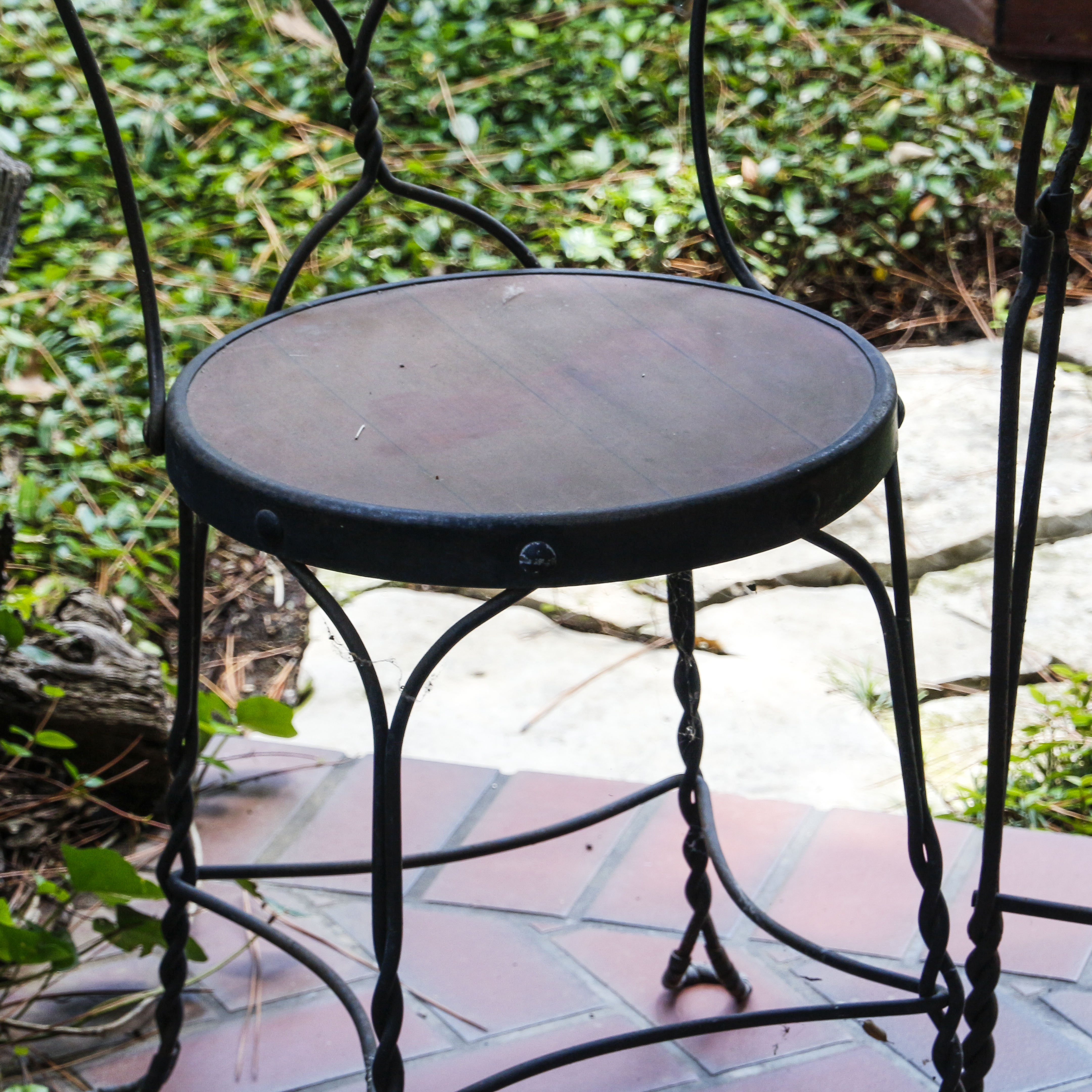 Metal and Wood Ice Cream Parlor Table with Side Chairs