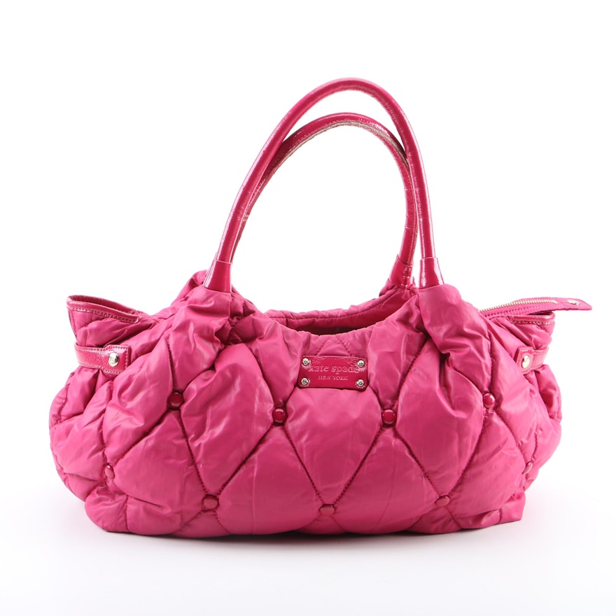 Kate Spade New York Pink Quilted Nylon and Patent Leather Tote