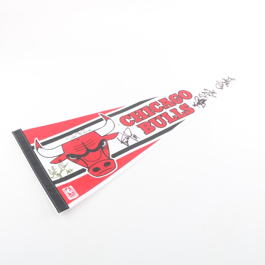 Chicago Bulls Autographed Pennant Including Bill Wennington