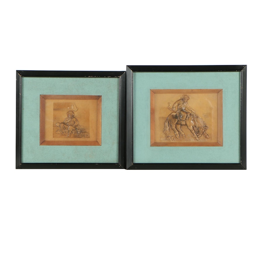 Western Themed Pressed Faux Leather Scenes