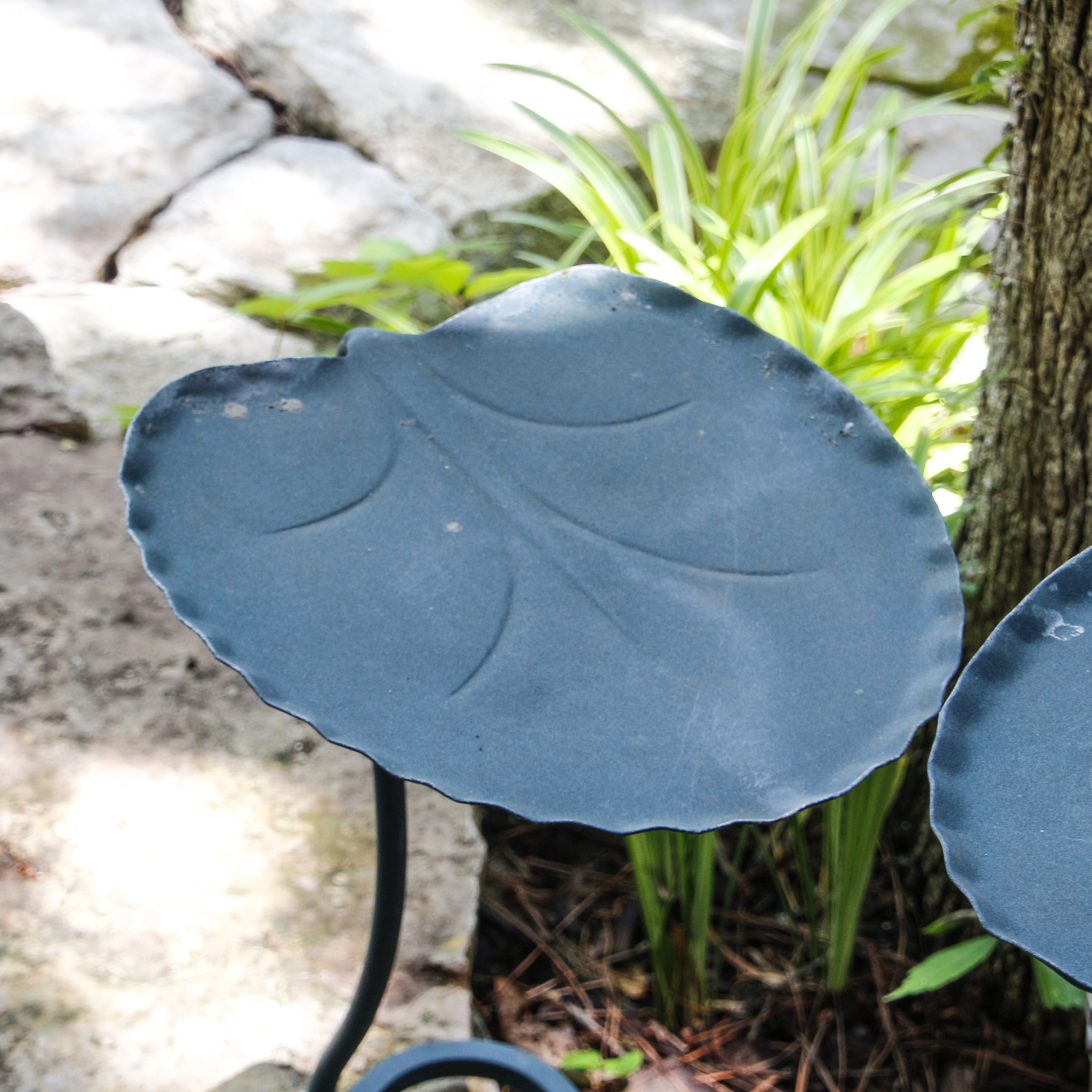Vintage Green Metal Lily Pad Motif Accent Tables
