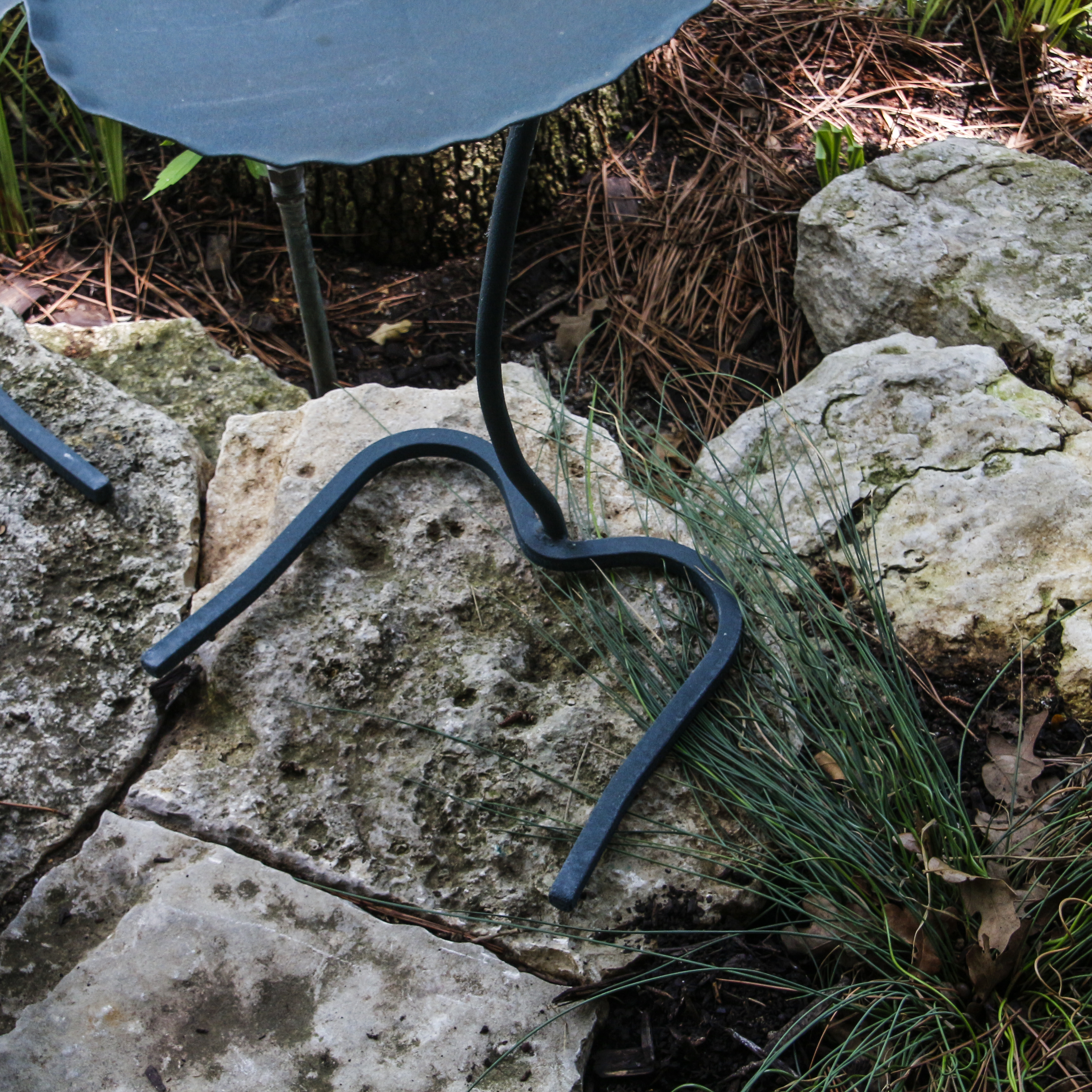 Vintage Green Metal Lily Pad Motif Accent Tables
