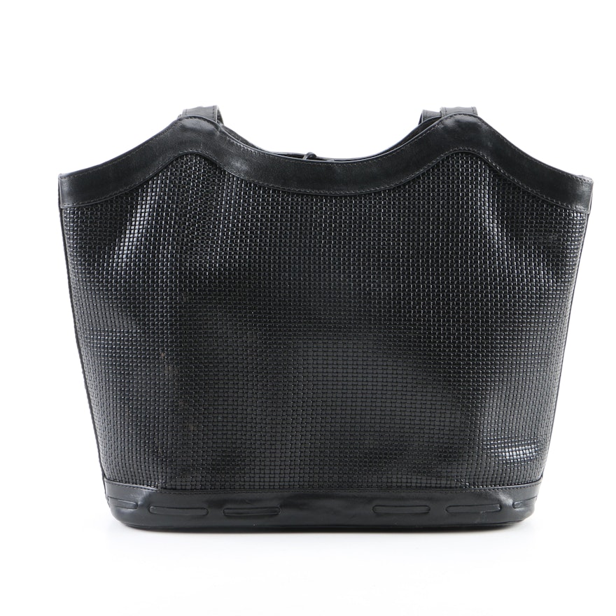 I Santi Woven Black Leather Shoulder Tote