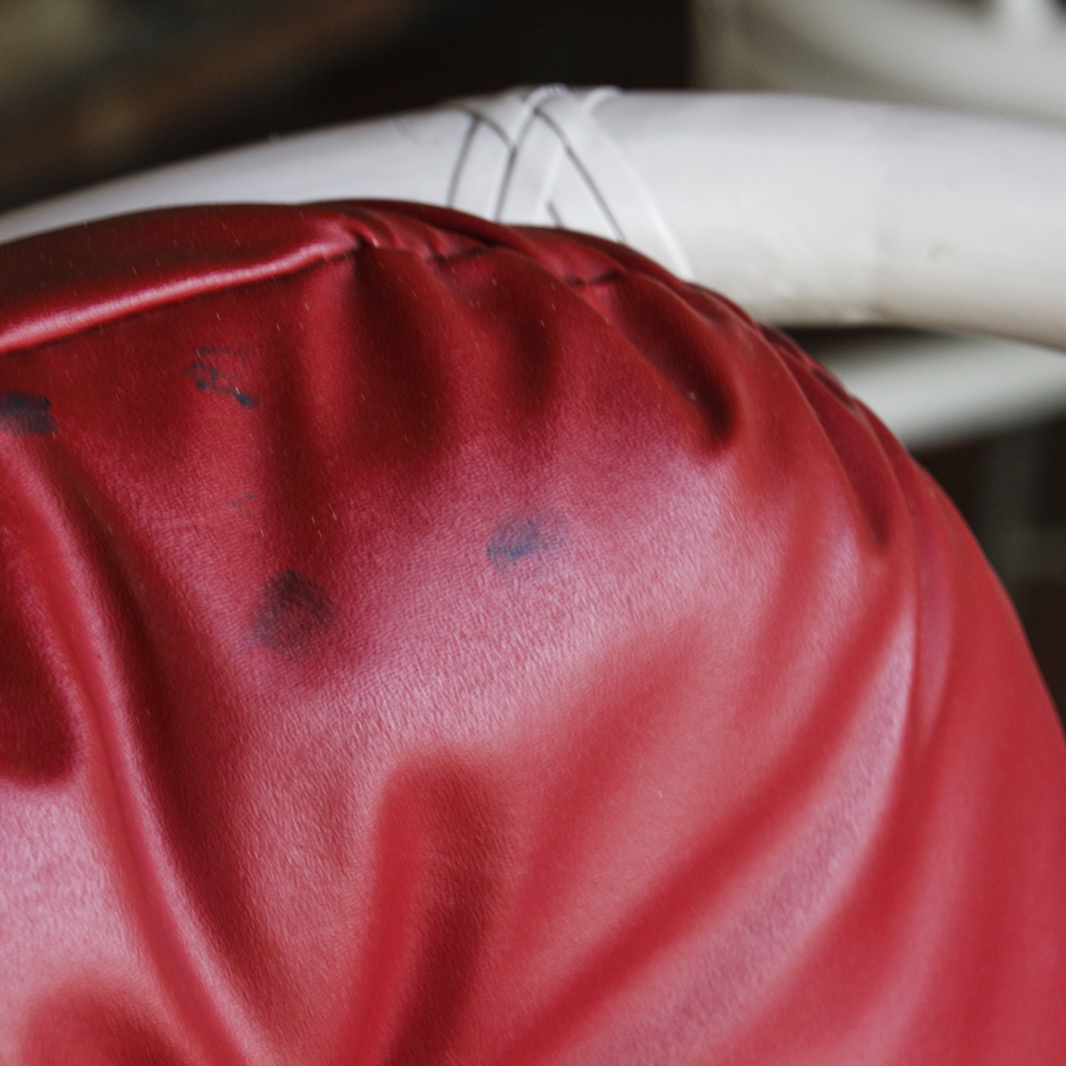 Glass Top Patio Table with White Painted Rattan Armchairs