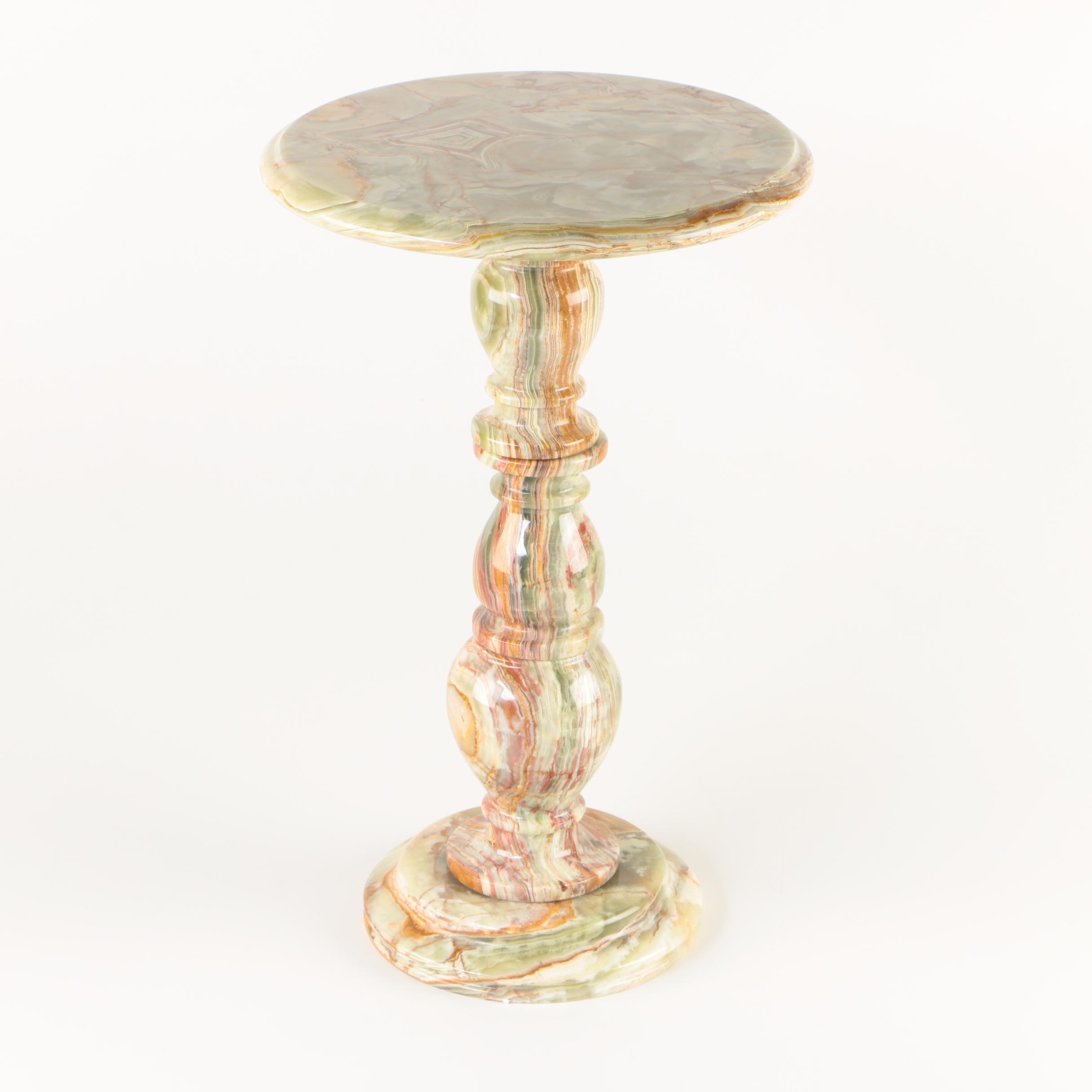 Vintage Round Top Calcite Pedestal Table