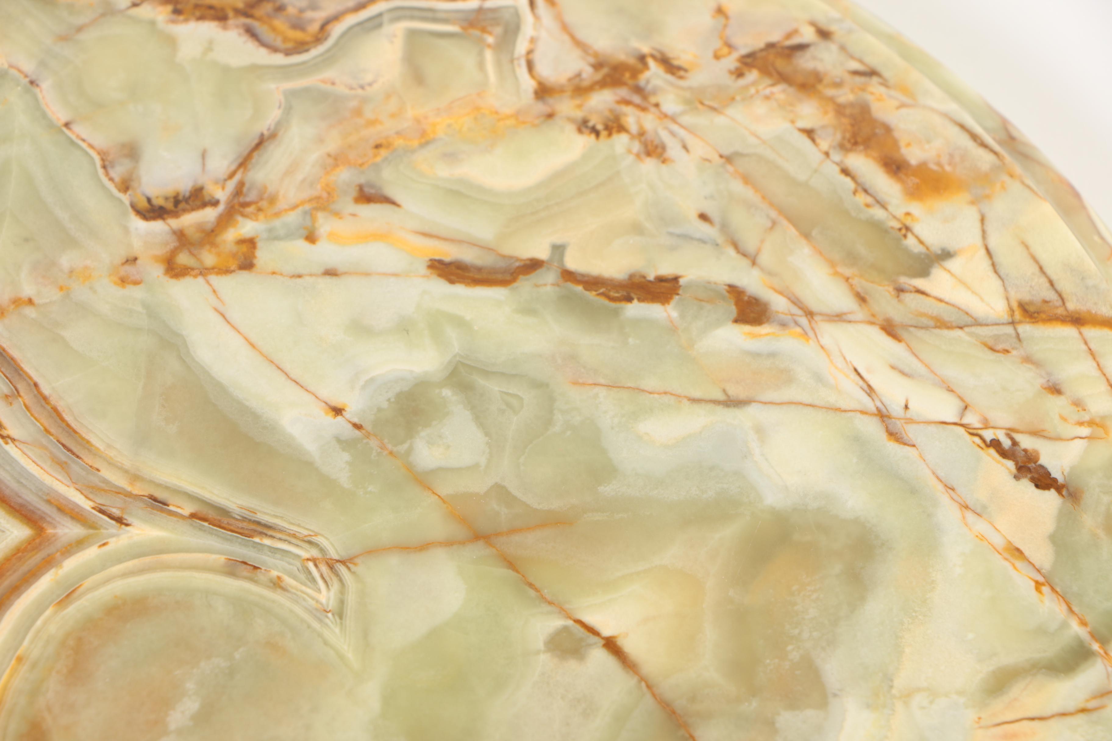 Vintage Round Top Calcite Pedestal Table