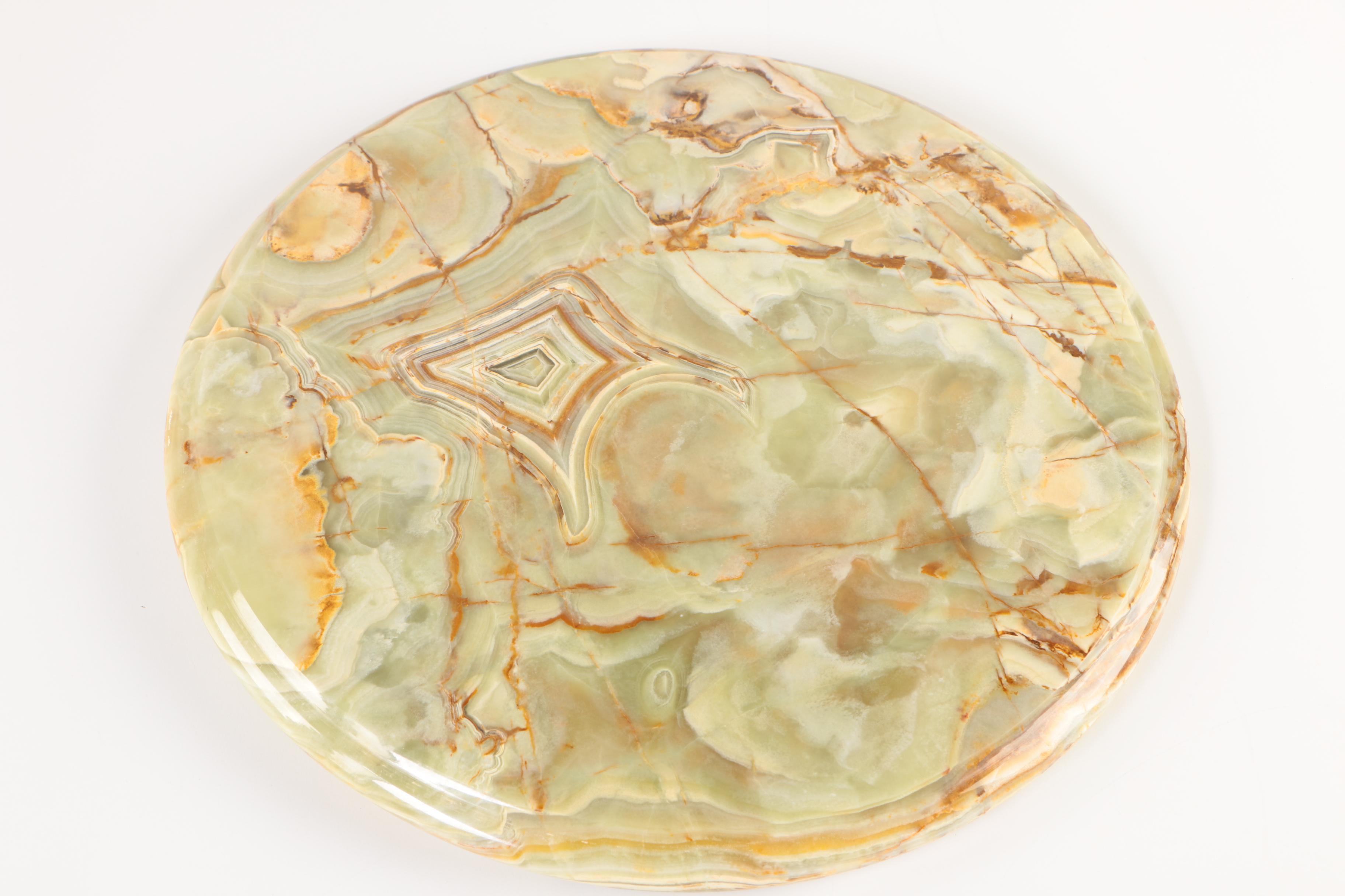 Vintage Round Top Calcite Pedestal Table