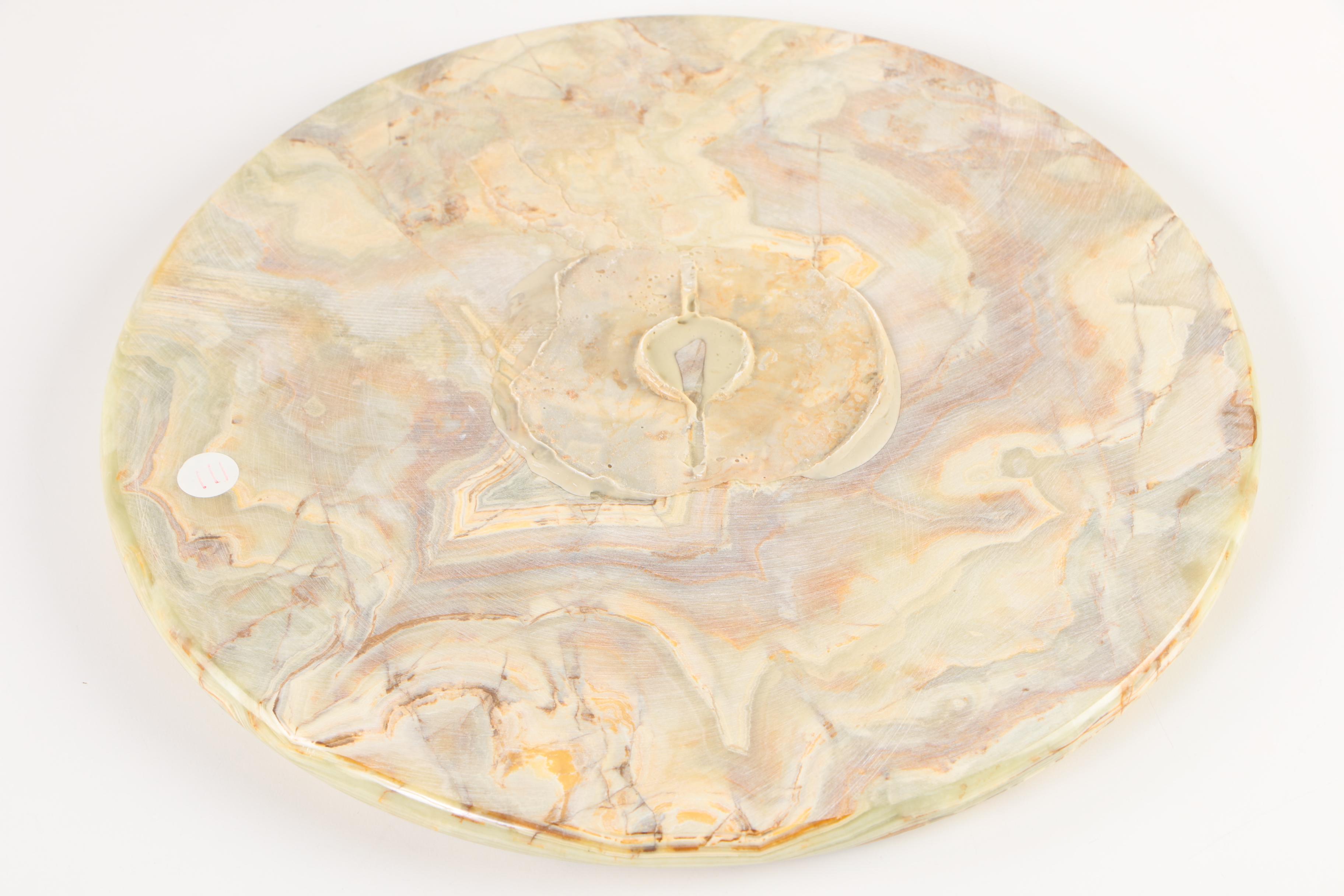 Vintage Round Top Calcite Pedestal Table