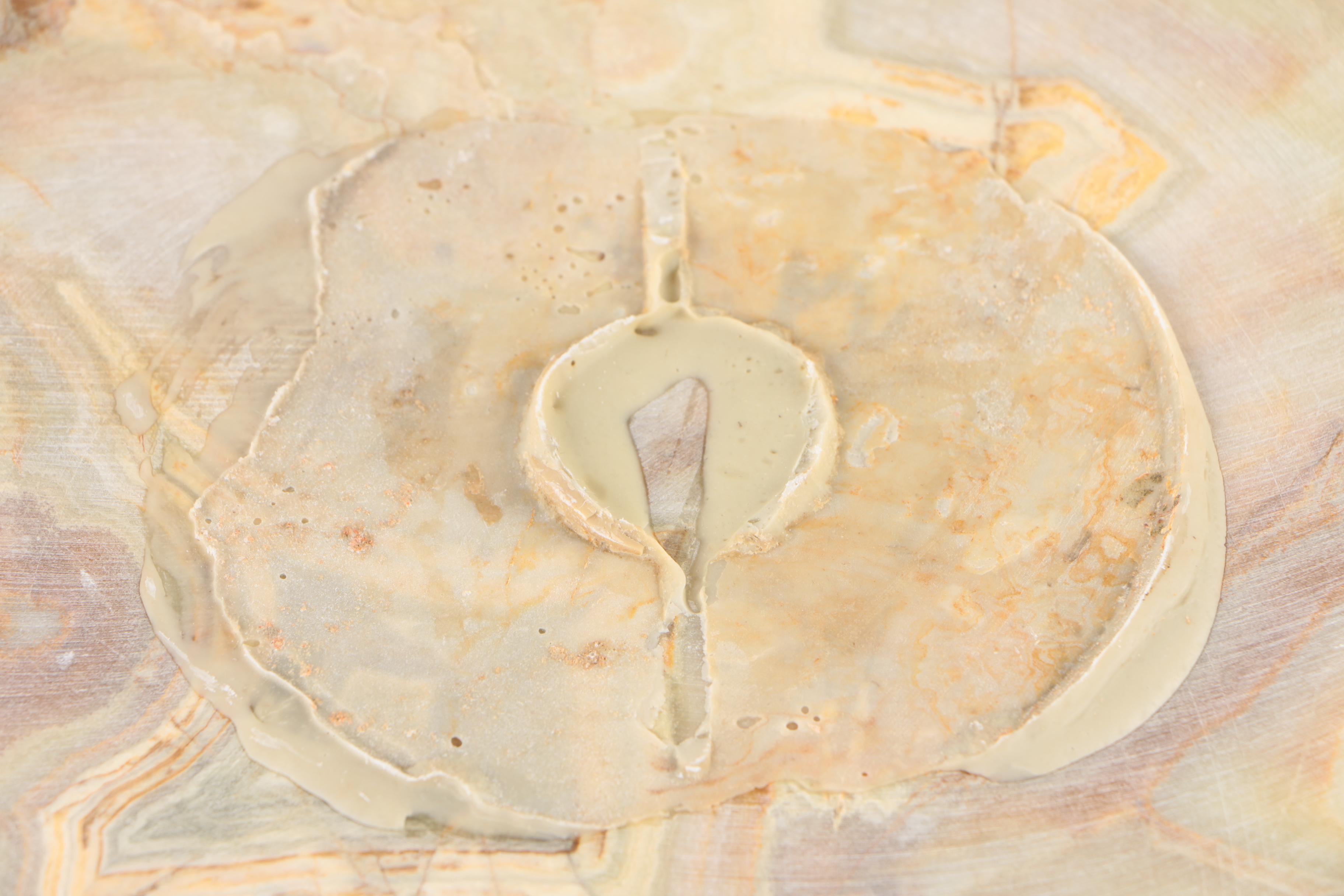 Vintage Round Top Calcite Pedestal Table