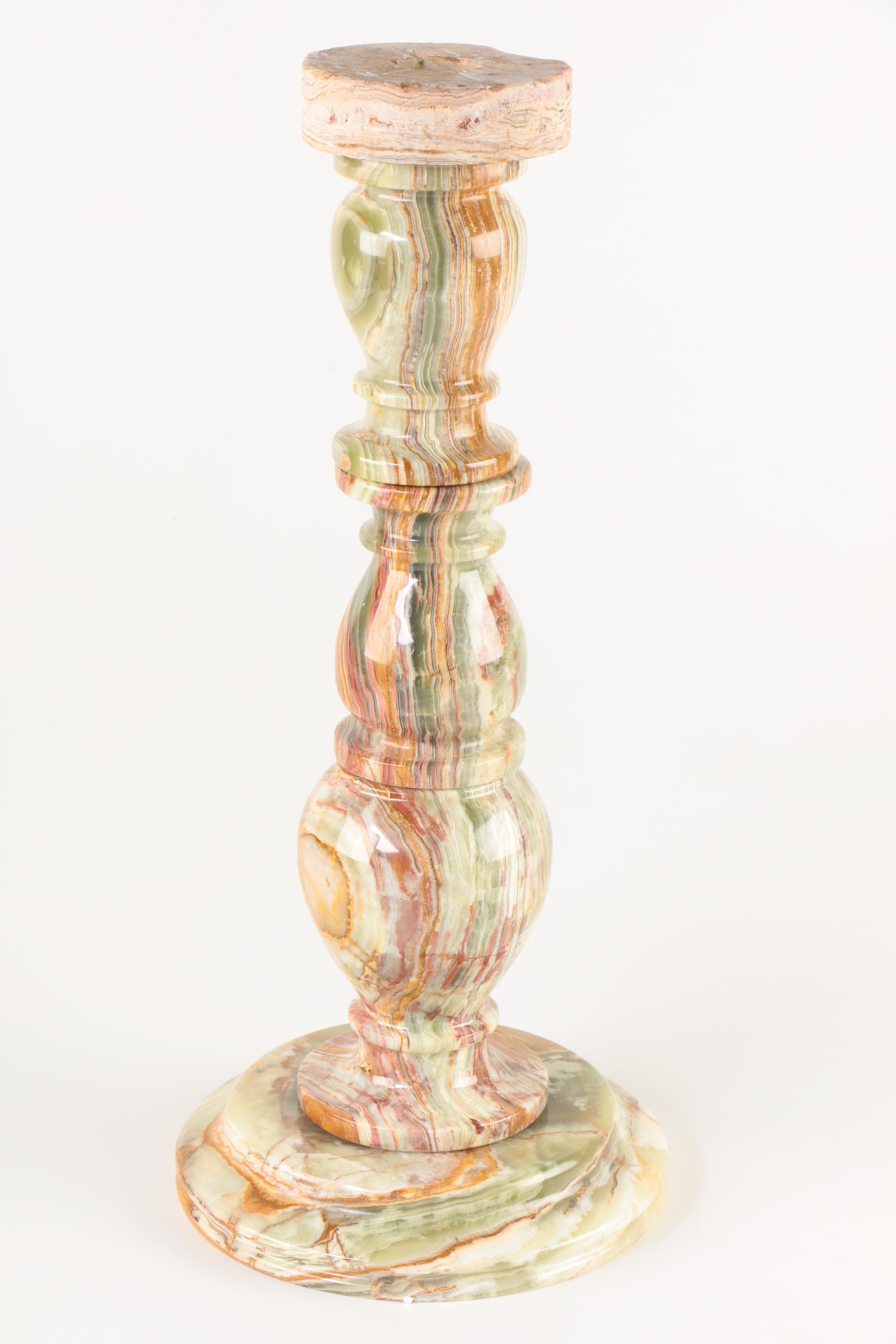 Vintage Round Top Calcite Pedestal Table