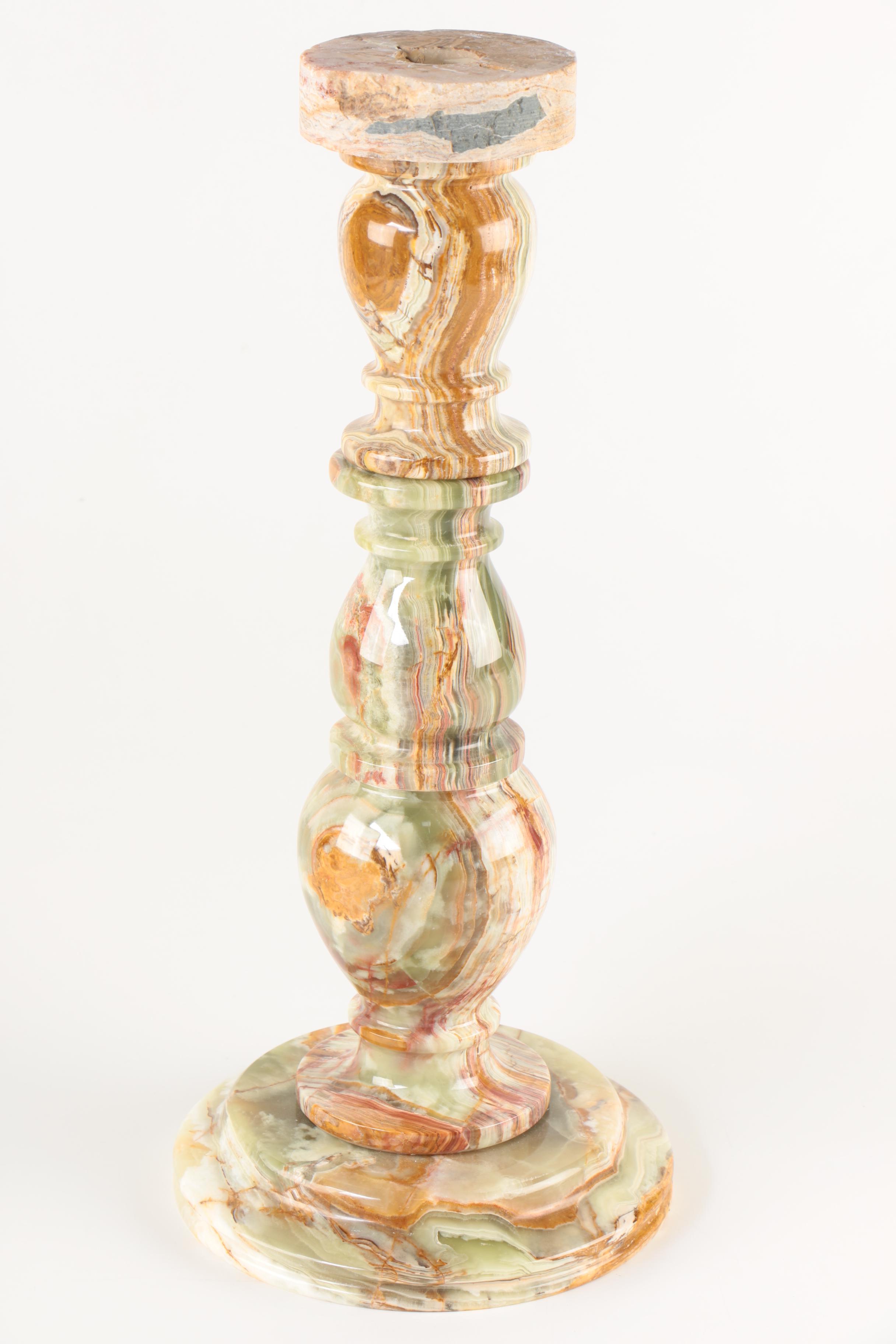 Vintage Round Top Calcite Pedestal Table