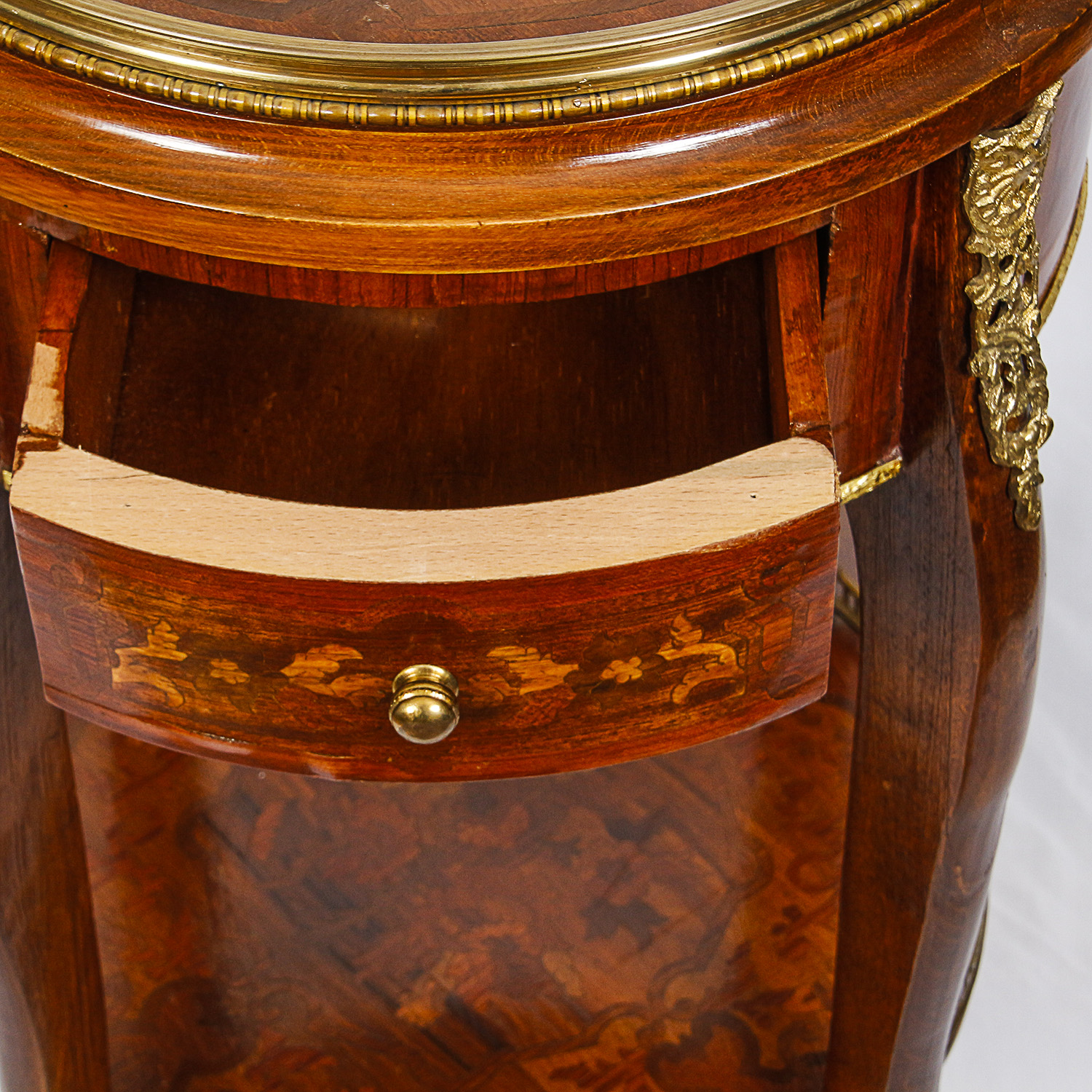 Vintage Louis XVI Style Accent Table with Parquetry Inlay