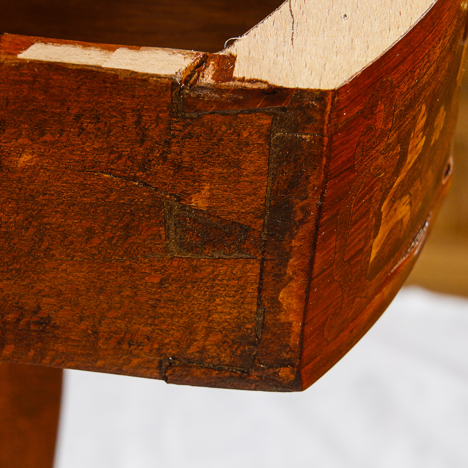 Vintage Louis XVI Style Accent Table with Parquetry Inlay