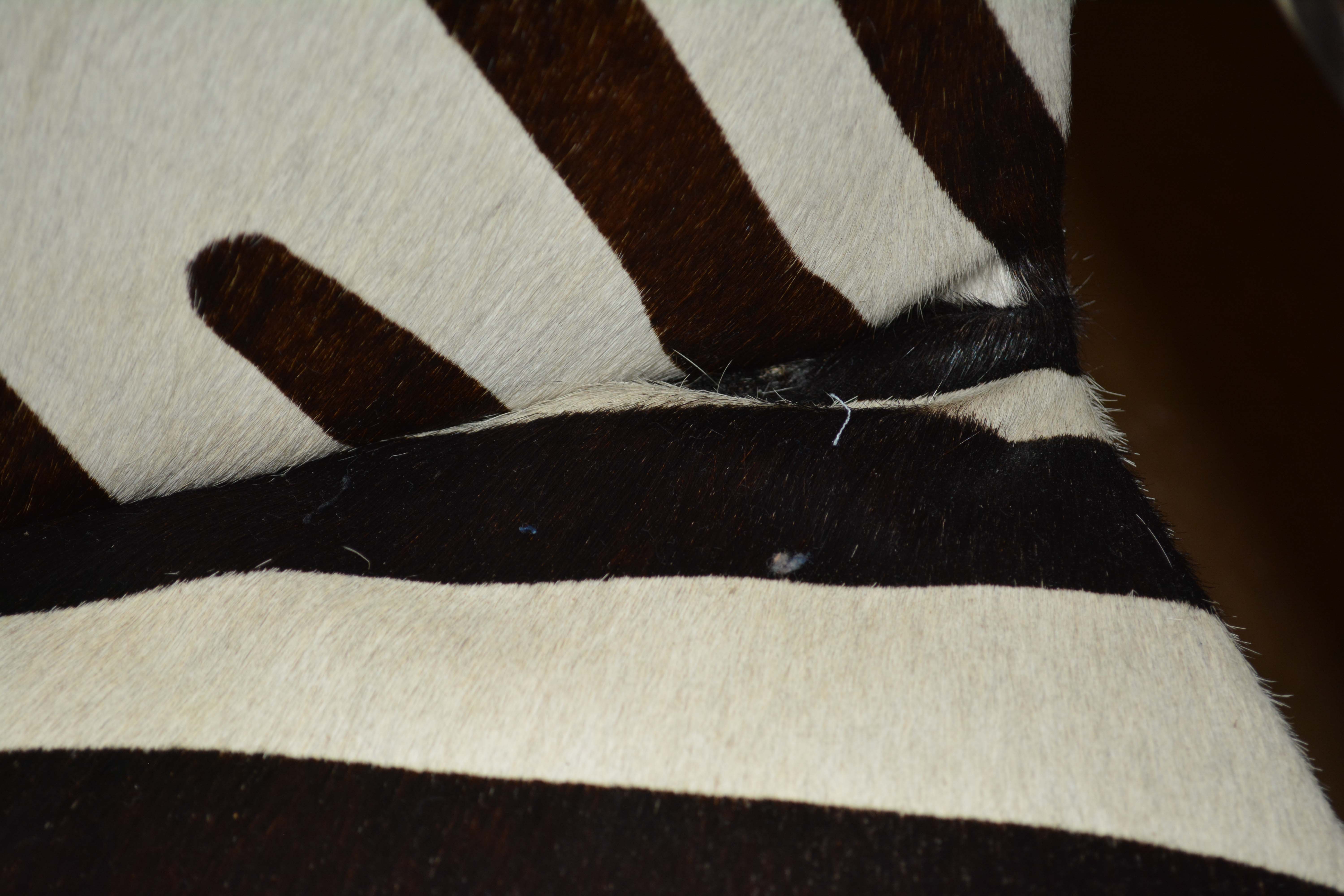 Silver Metal Cantilever Lounge Chair with Zebra Print Upholstery