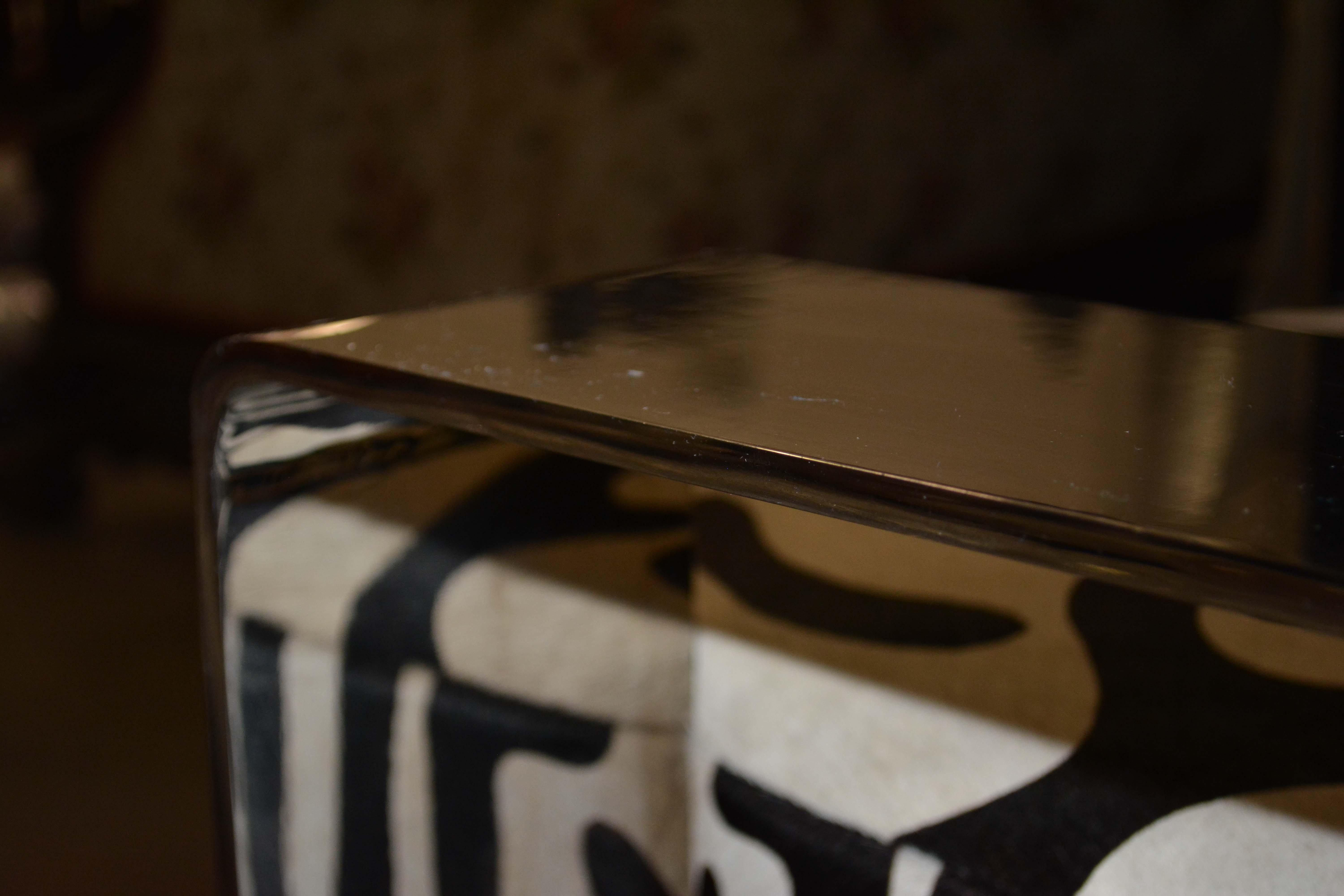 Silver Metal Cantilever Lounge Chair with Zebra Print Upholstery