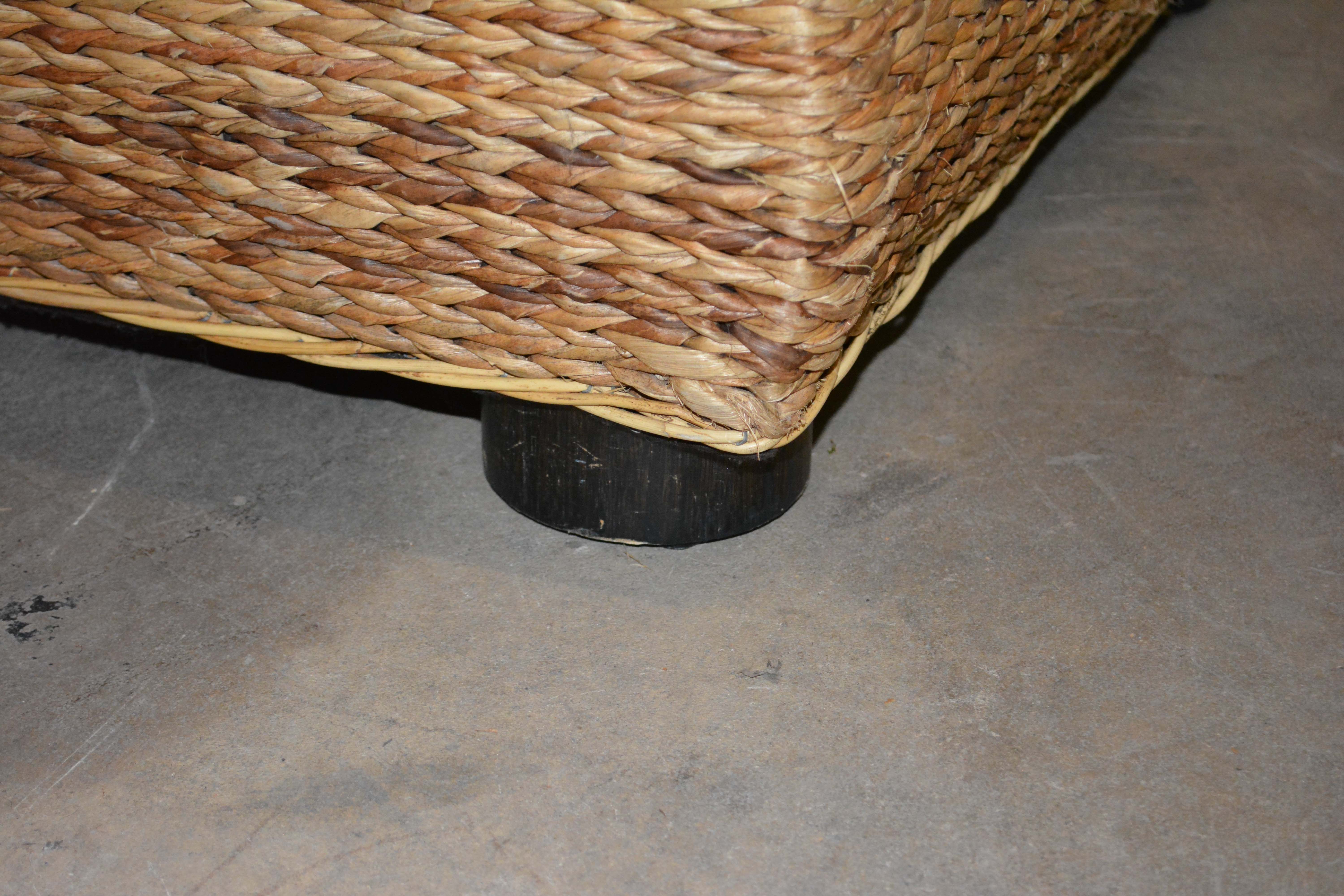 Wicker Weave Sectional with Leather Seats