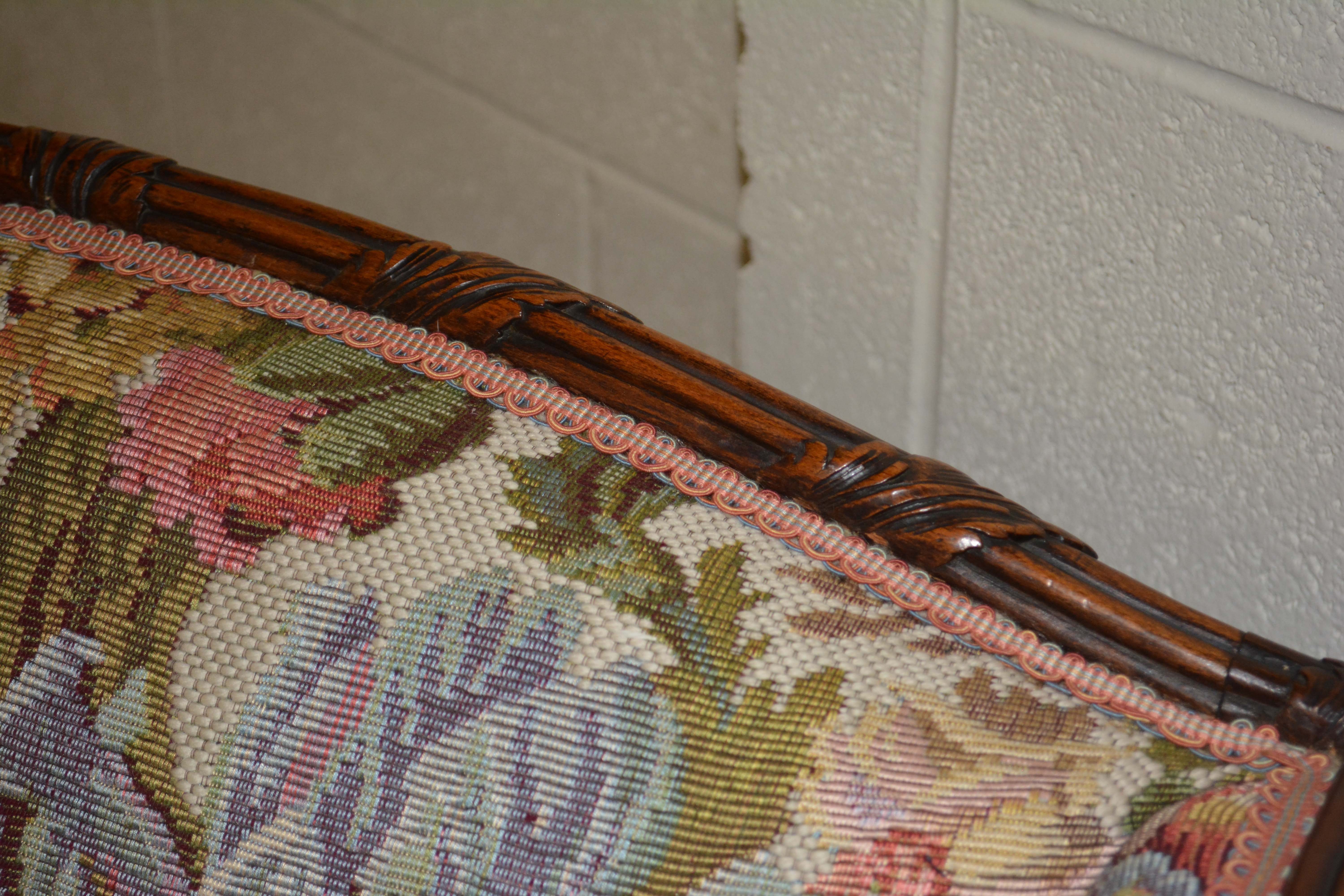 Vintage French Provincial Style Upholstered Wingback Armchair