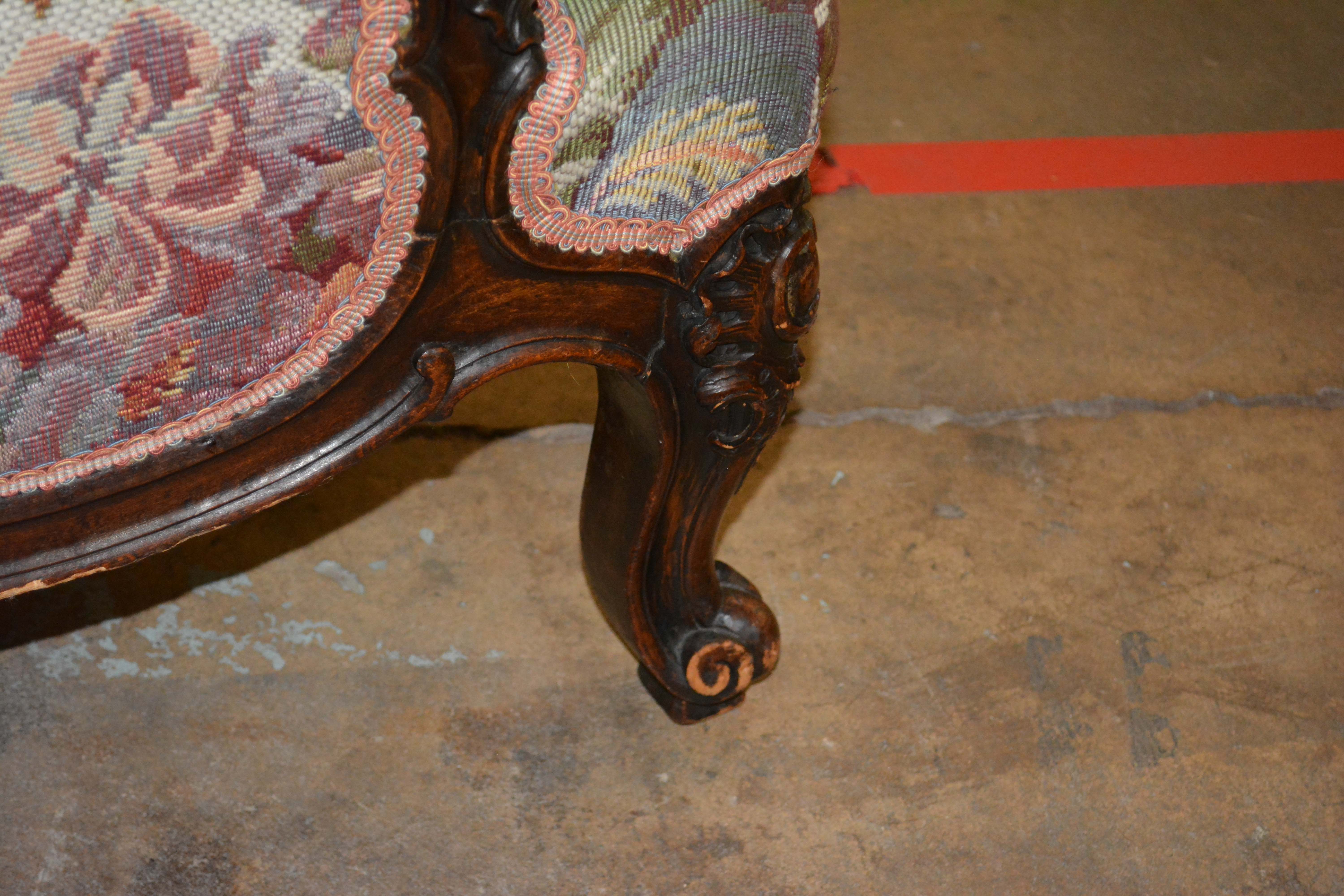 Vintage French Provincial Style Upholstered Wingback Armchair