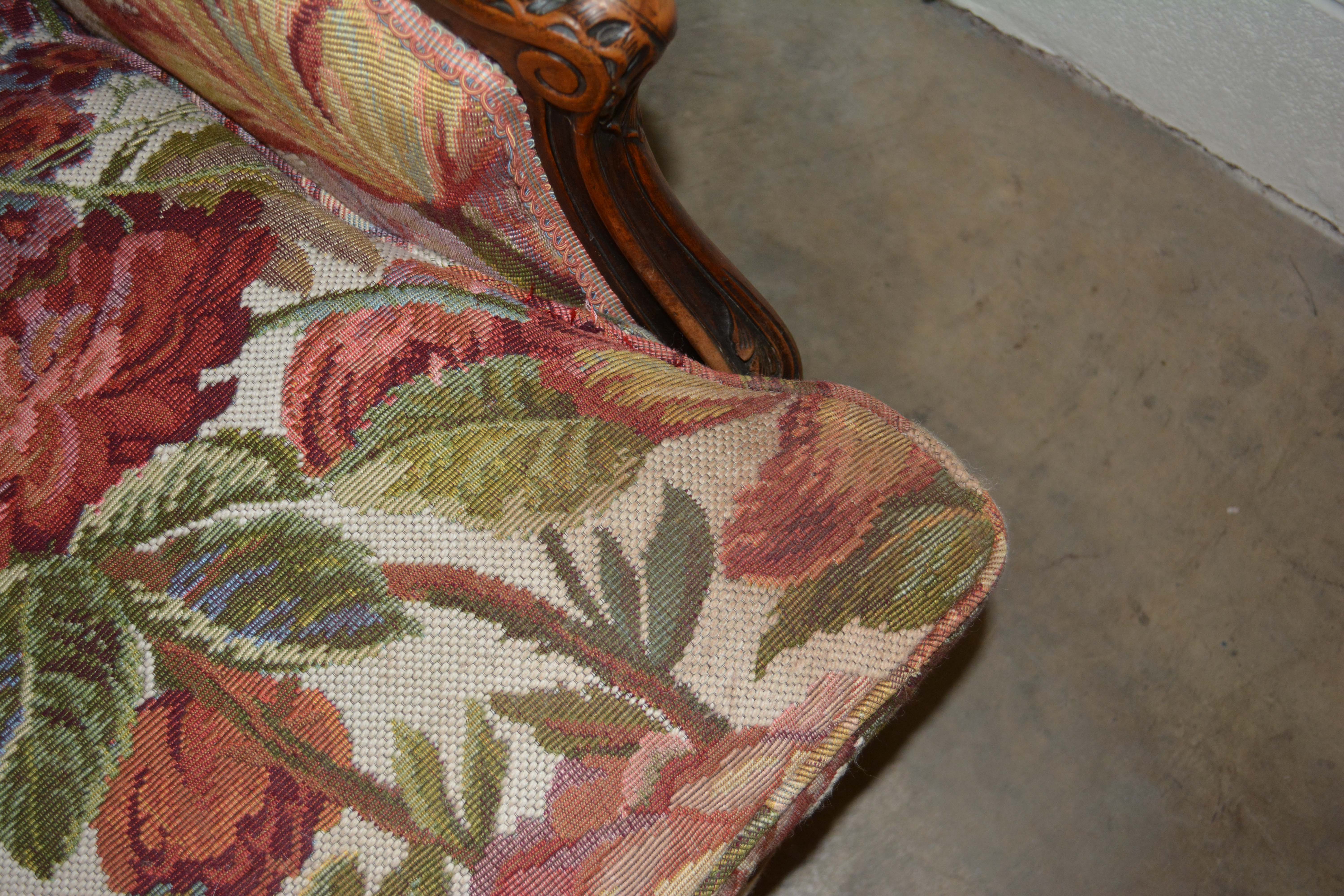 Vintage French Provincial Style Upholstered Wingback Armchair