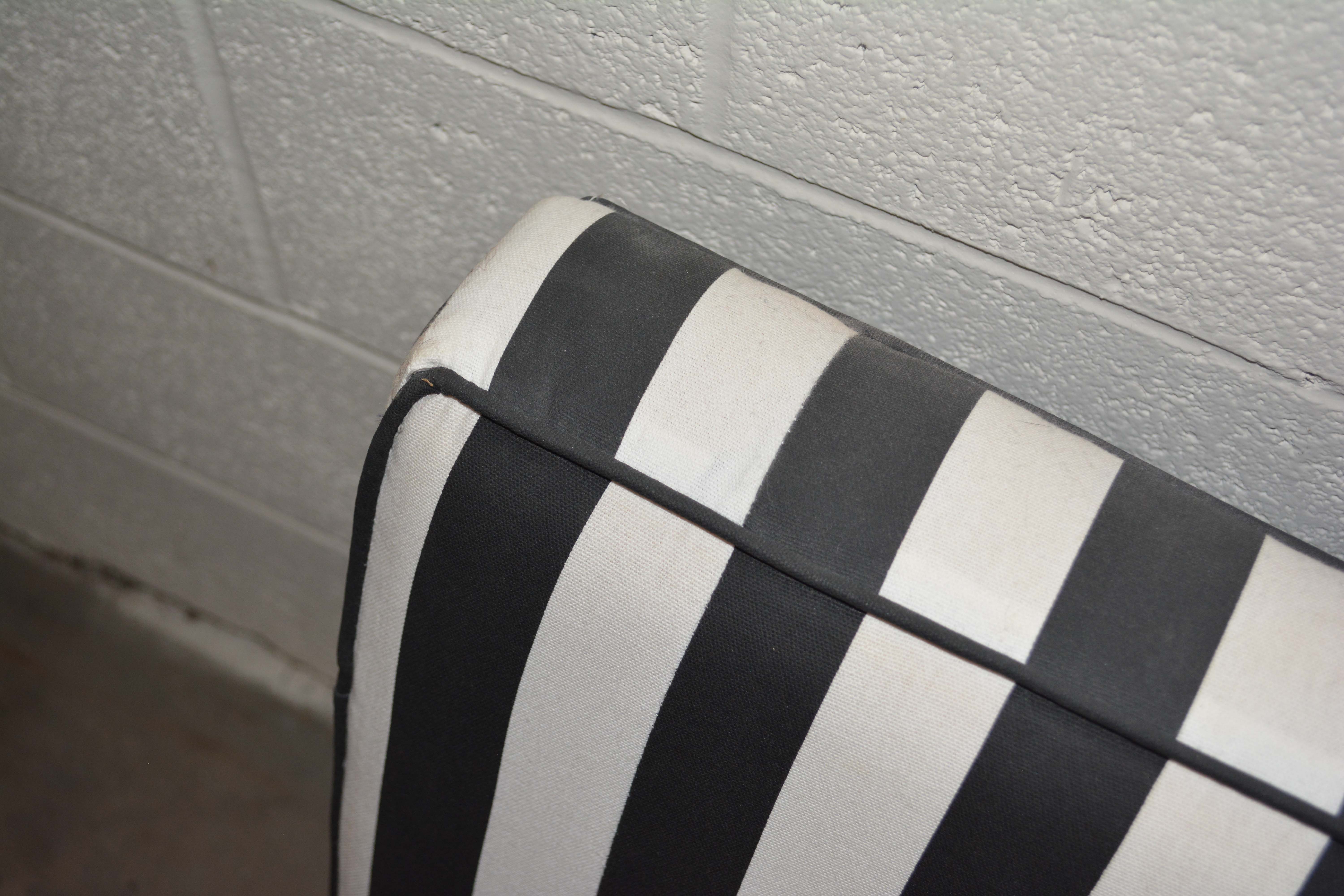 Black and White Upholstered Queen Size Headboard