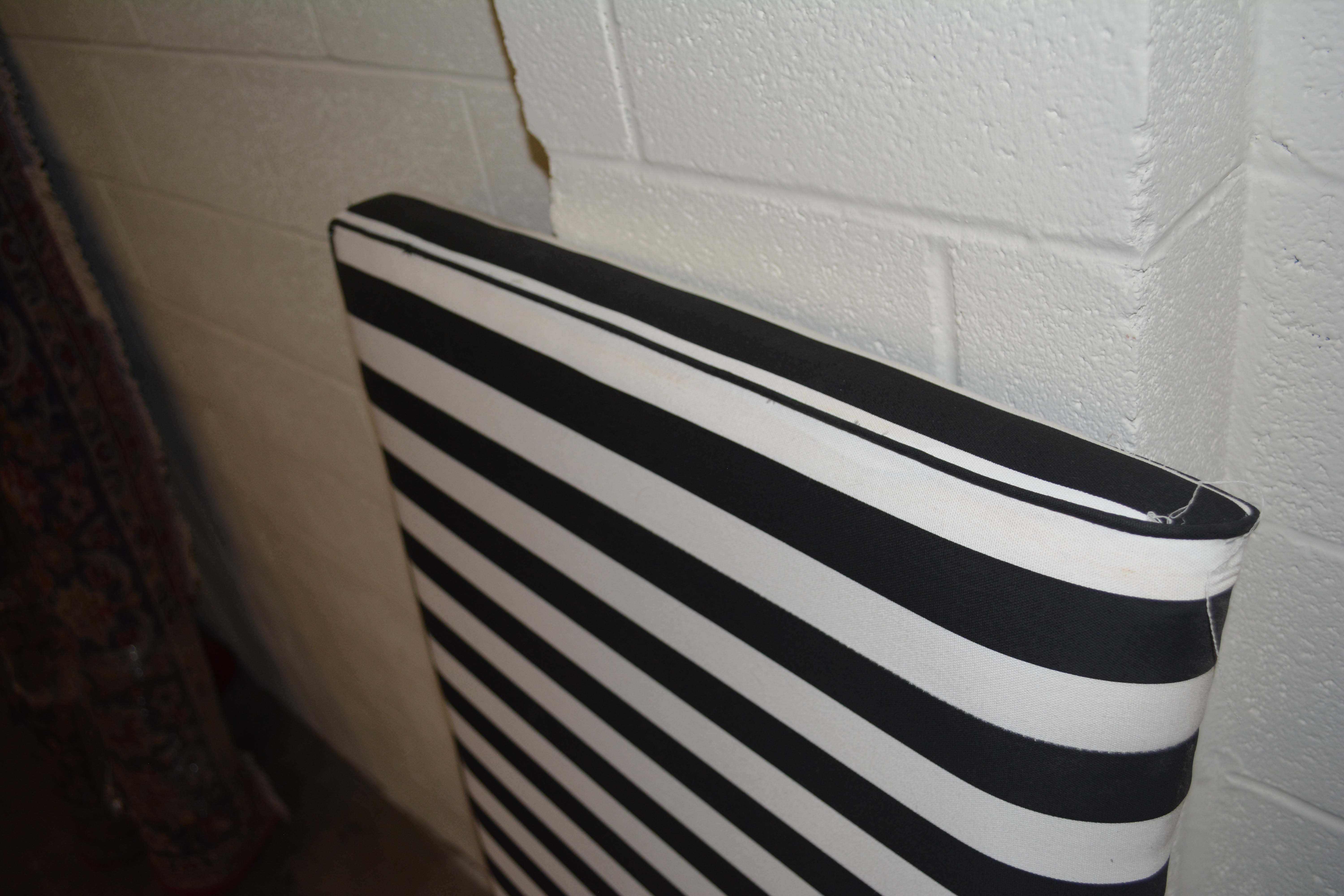 Black and White Upholstered Queen Size Headboard
