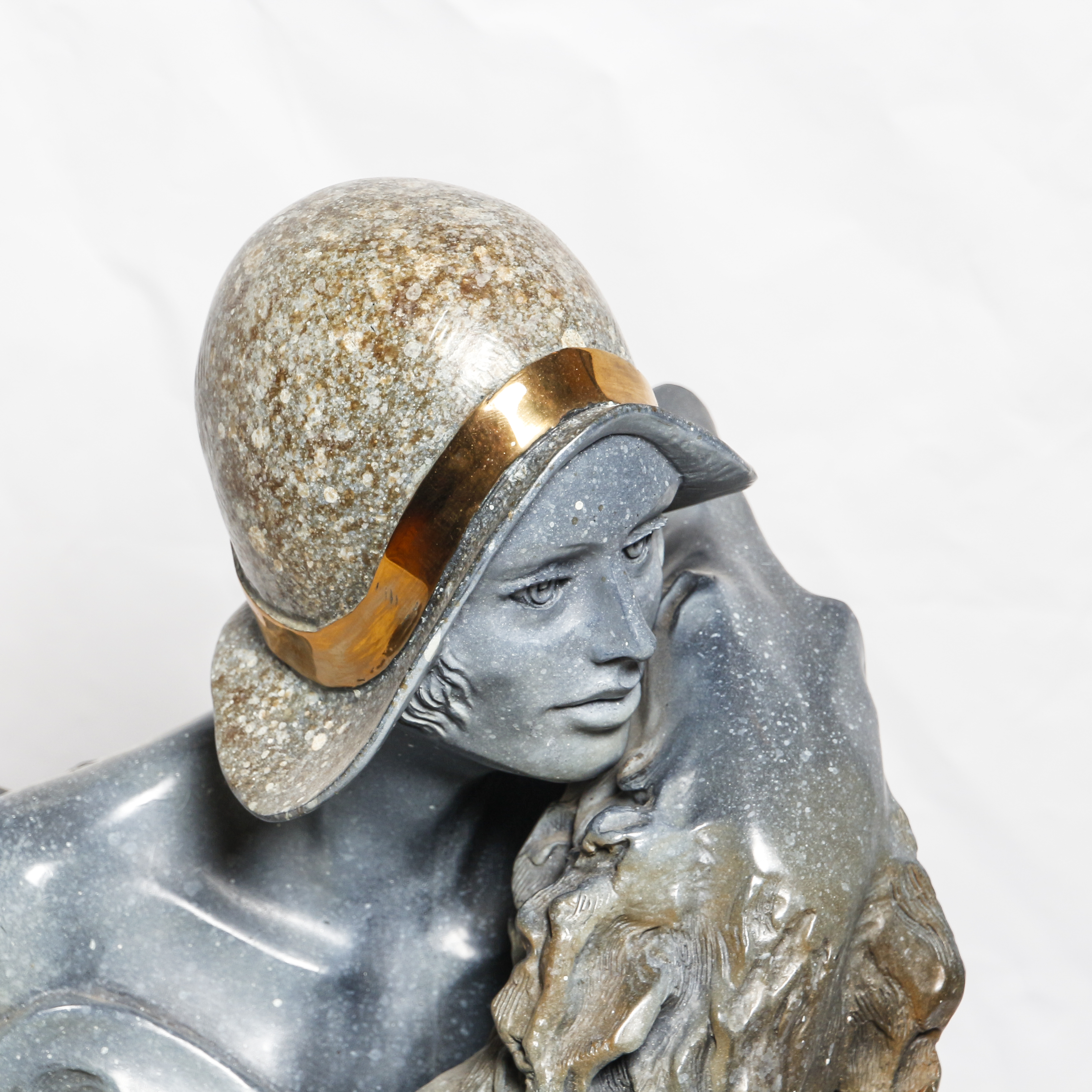 Nick Moffett Bronze Sculpture of Woman with Dog