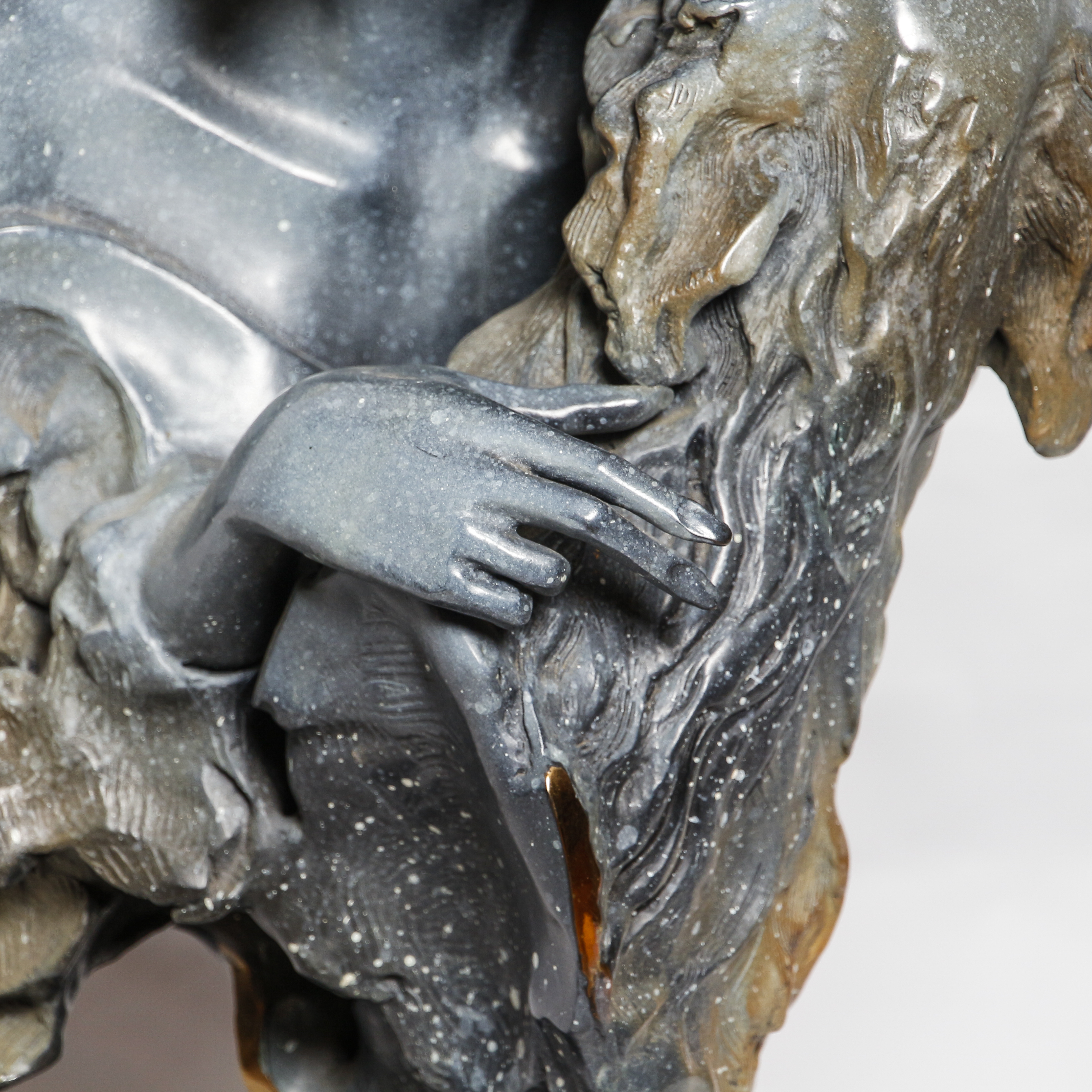 Nick Moffett Bronze Sculpture of Woman with Dog