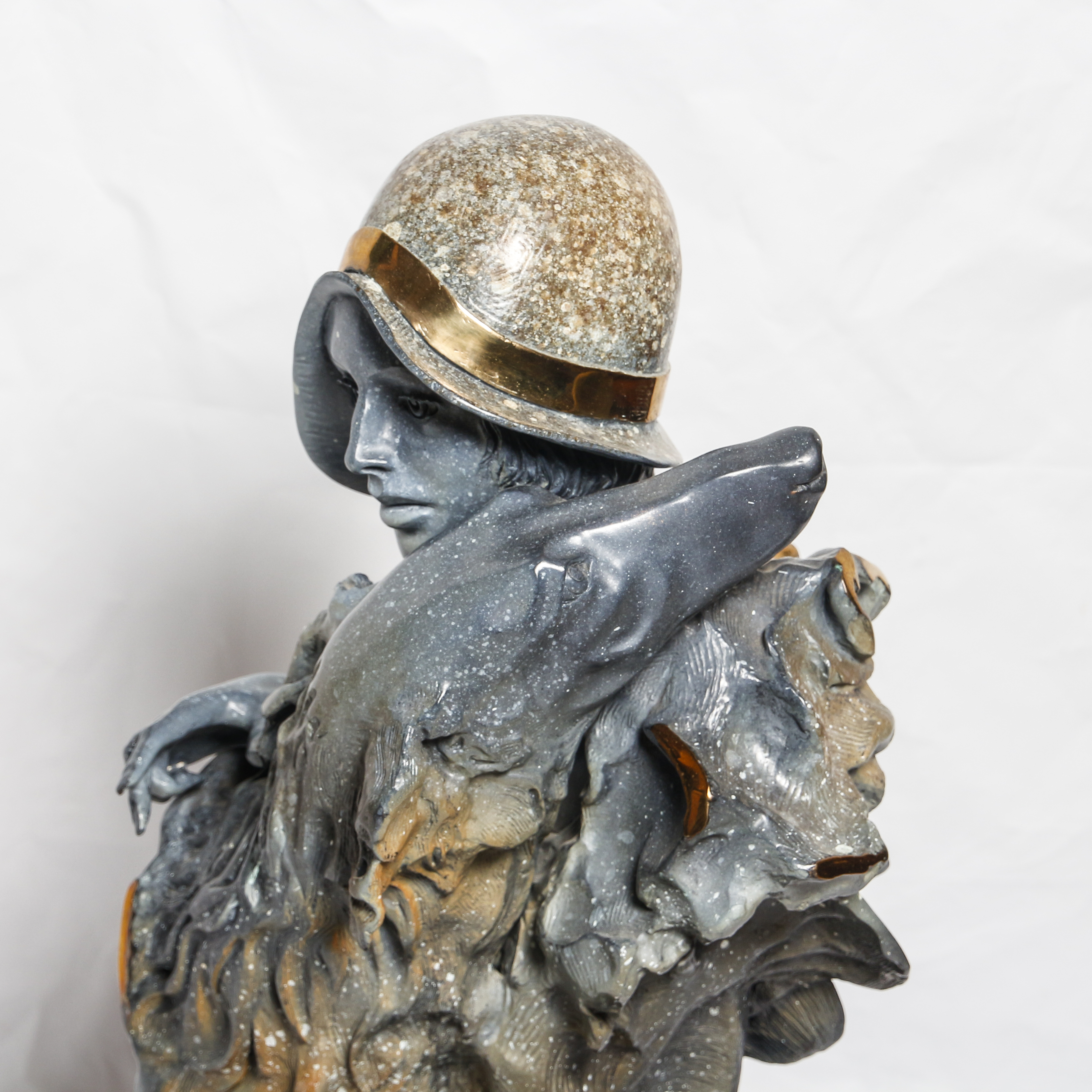 Nick Moffett Bronze Sculpture of Woman with Dog