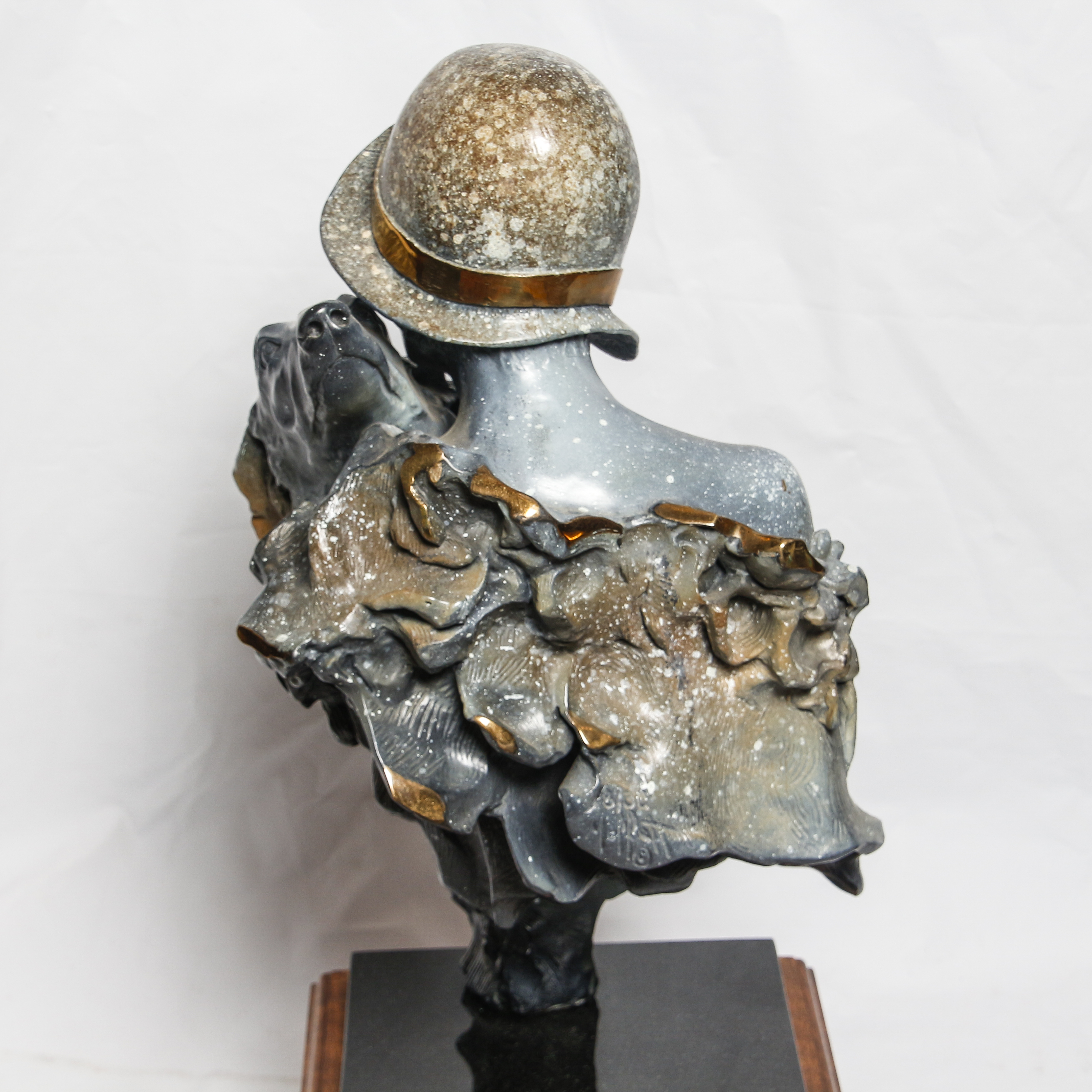 Nick Moffett Bronze Sculpture of Woman with Dog