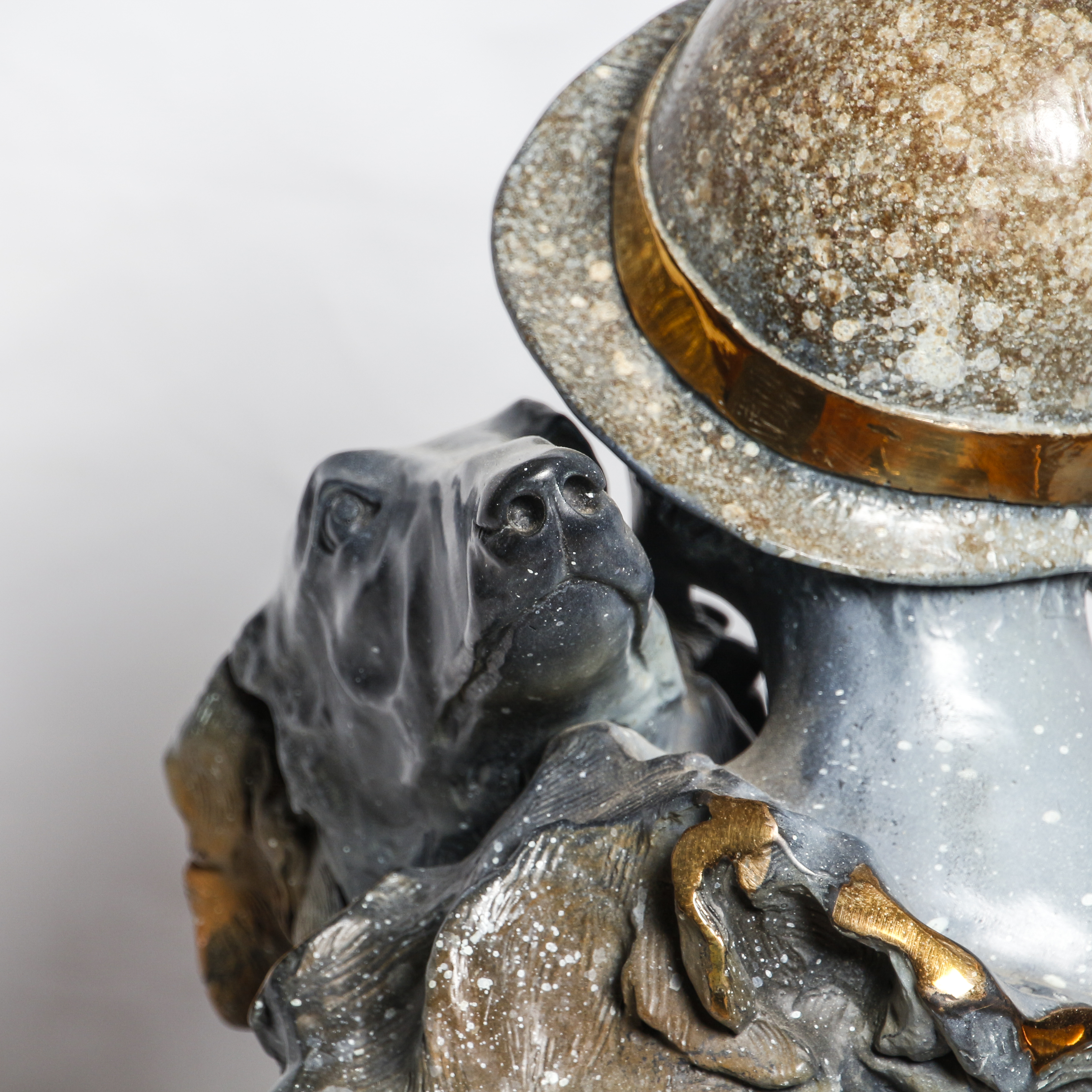 Nick Moffett Bronze Sculpture of Woman with Dog