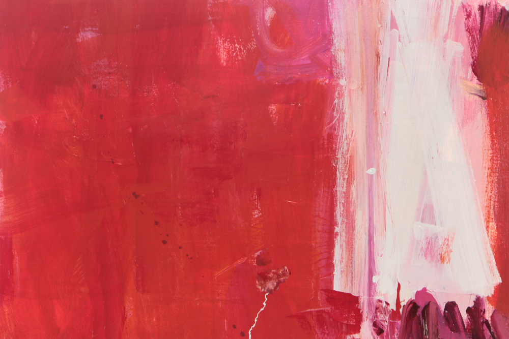 Robbie Kemper Abstract Acrylic Painting on Canvas "Red Orange Pink"