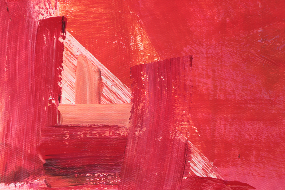 Robbie Kemper Abstract Acrylic Painting on Canvas "Red Orange Pink"