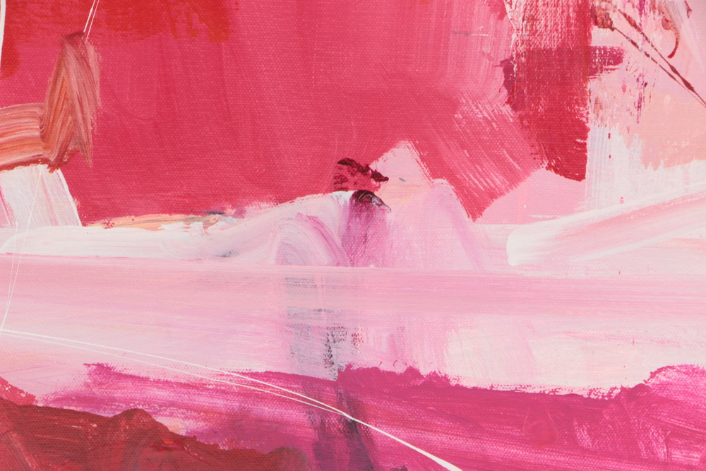 Robbie Kemper Abstract Acrylic Painting on Canvas "Red Orange Pink"