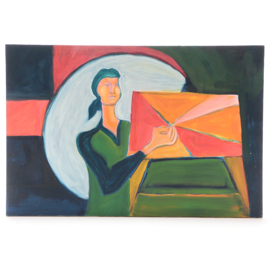 Carol Mathews Original Abstract Oil Painting on Canvas of Figure