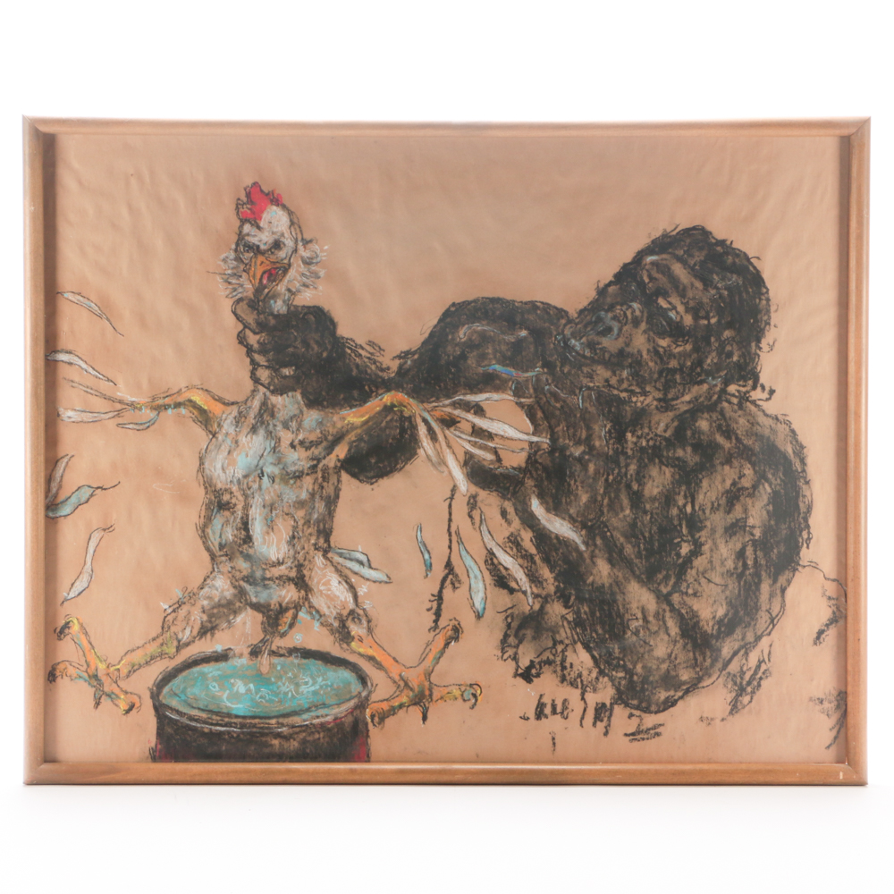 Michael Skop Original Oversized Pastel Drawing on Paper