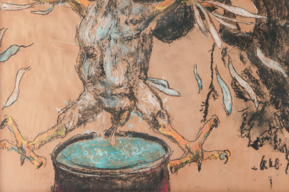 Michael Skop Original Oversized Pastel Drawing on Paper