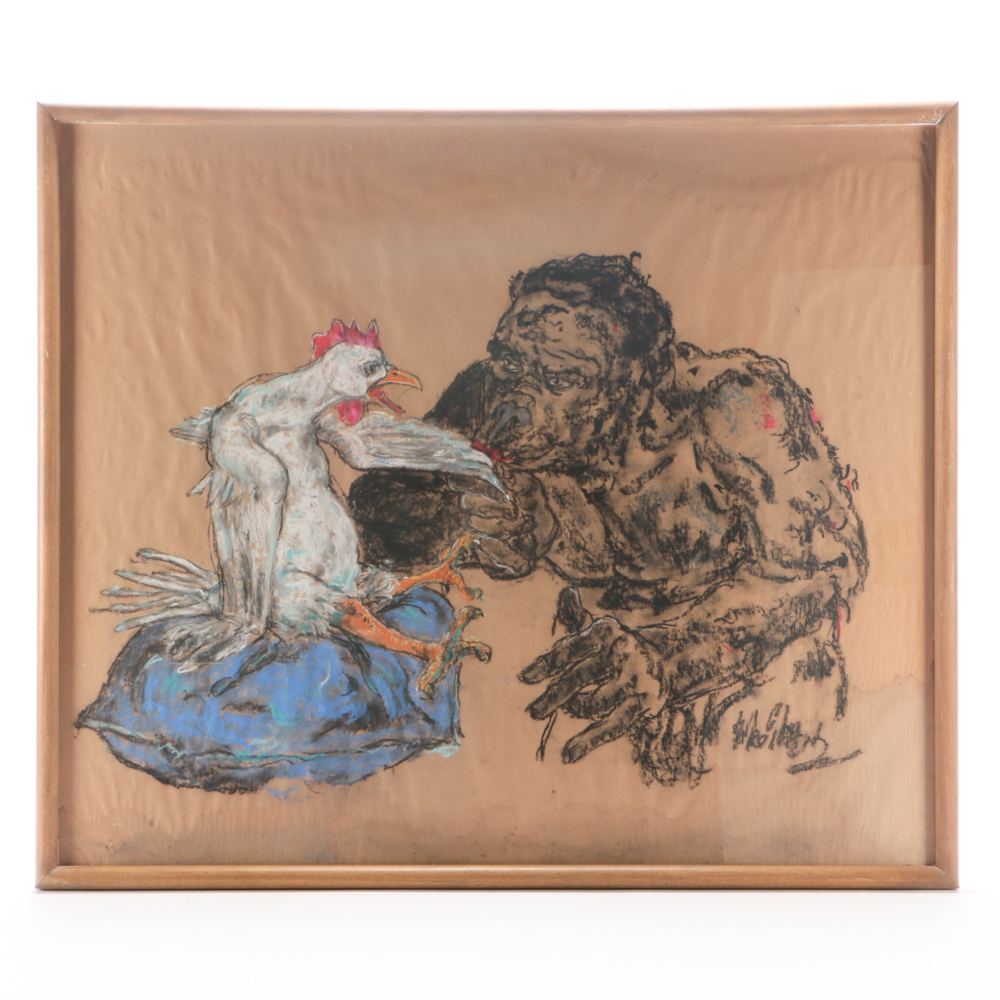 Michael Skop Original Oversized Pastel Drawing on Paper