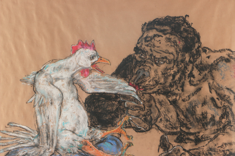 Michael Skop Original Oversized Pastel Drawing on Paper